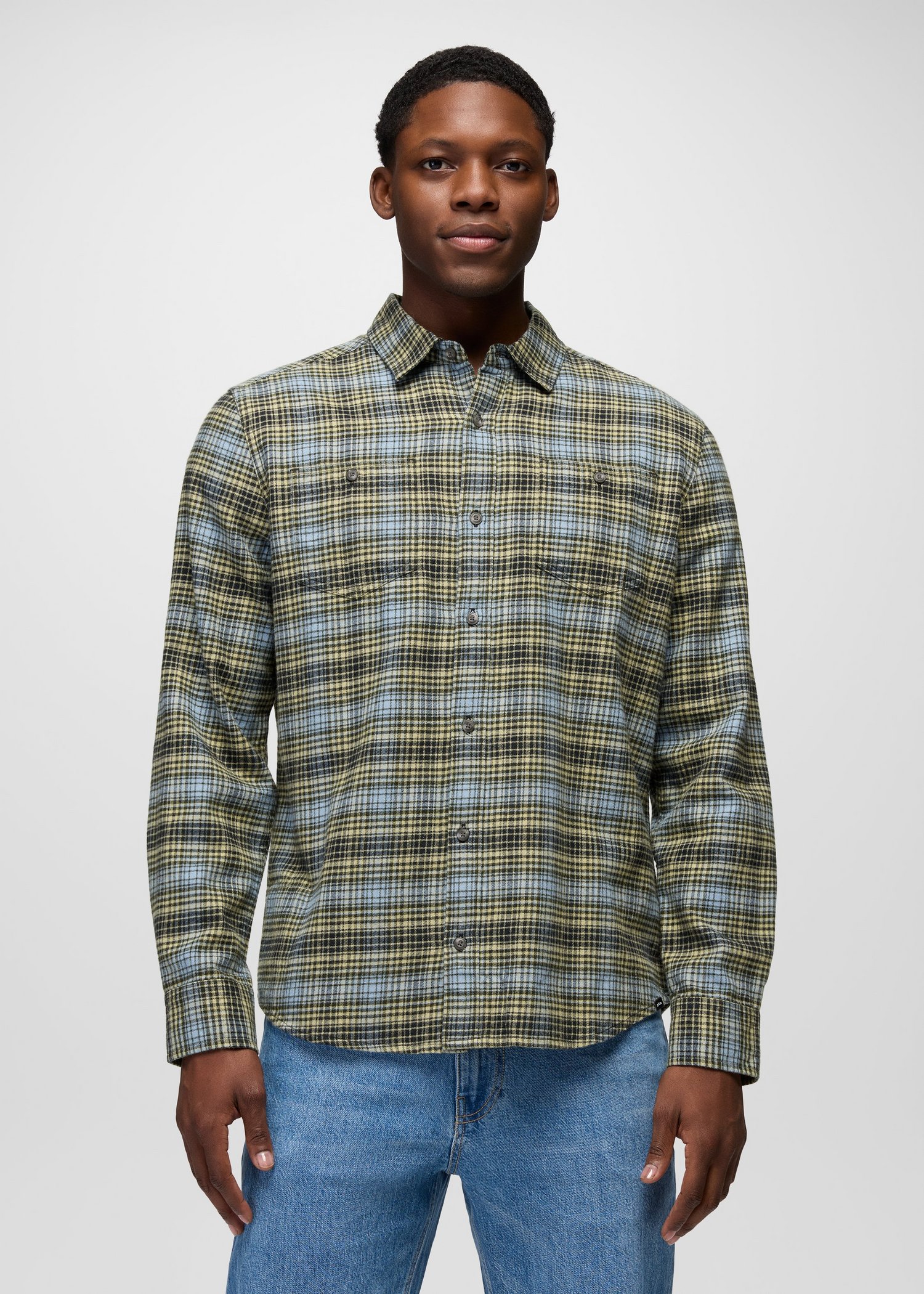Mens prAna Dolberg Flannel Shirt - Black