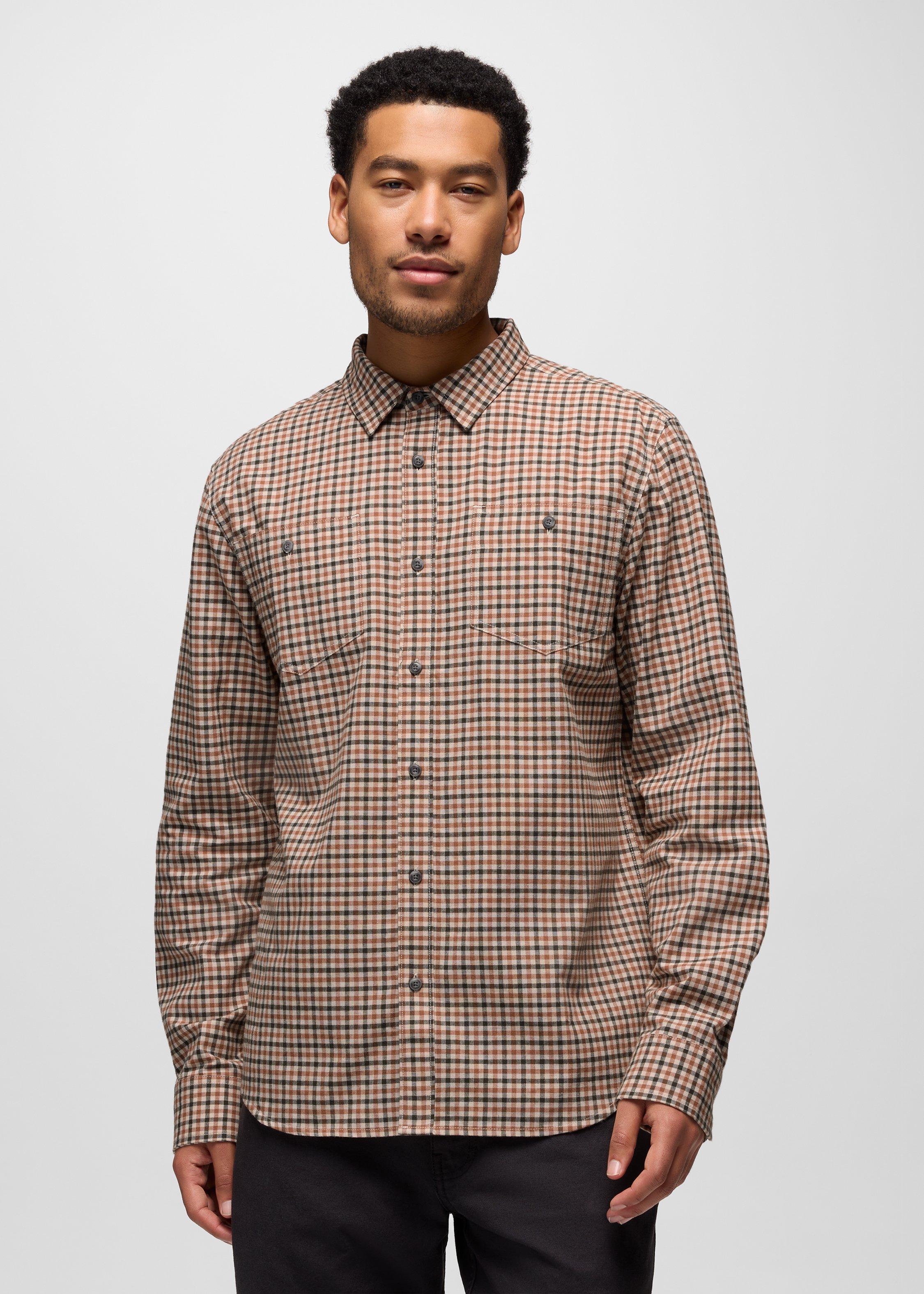 Mens prAna Dolberg Flannel Shirt - Tawny