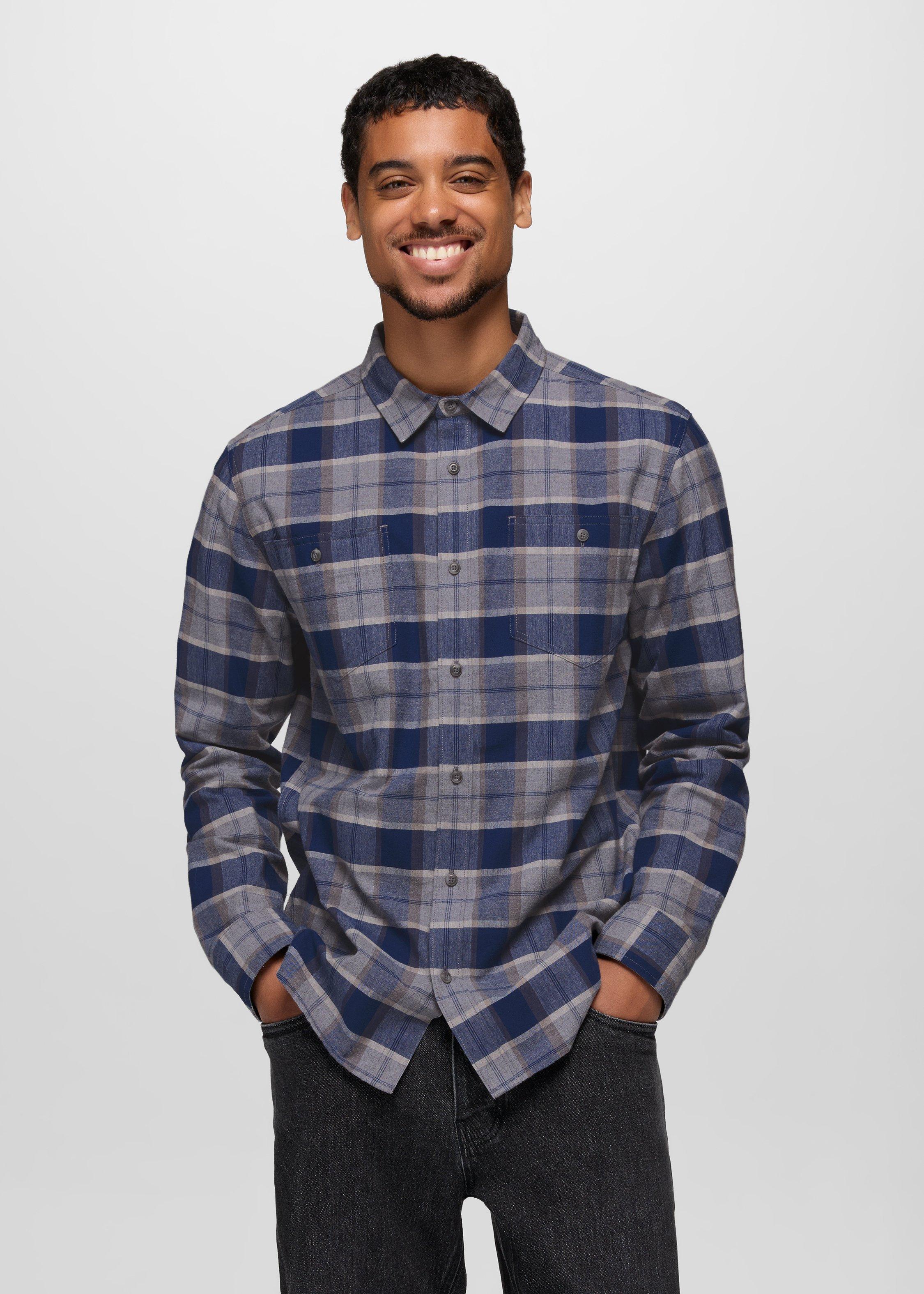 Mens prAna Dolberg Flannel Shirt - Capulet Blue