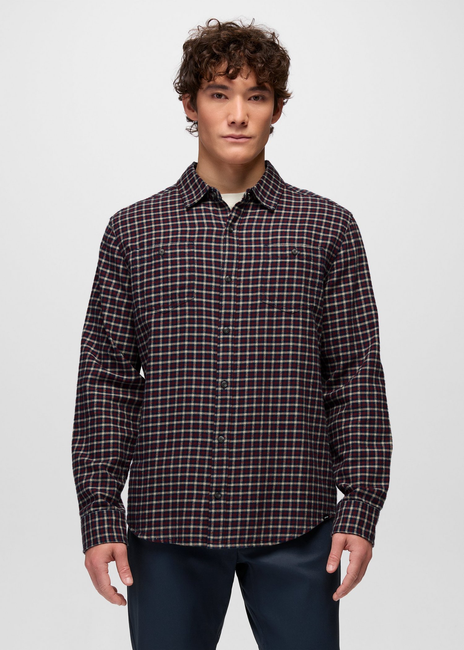 Mens prAna Dolberg Flannel Shirt - Red Ochre