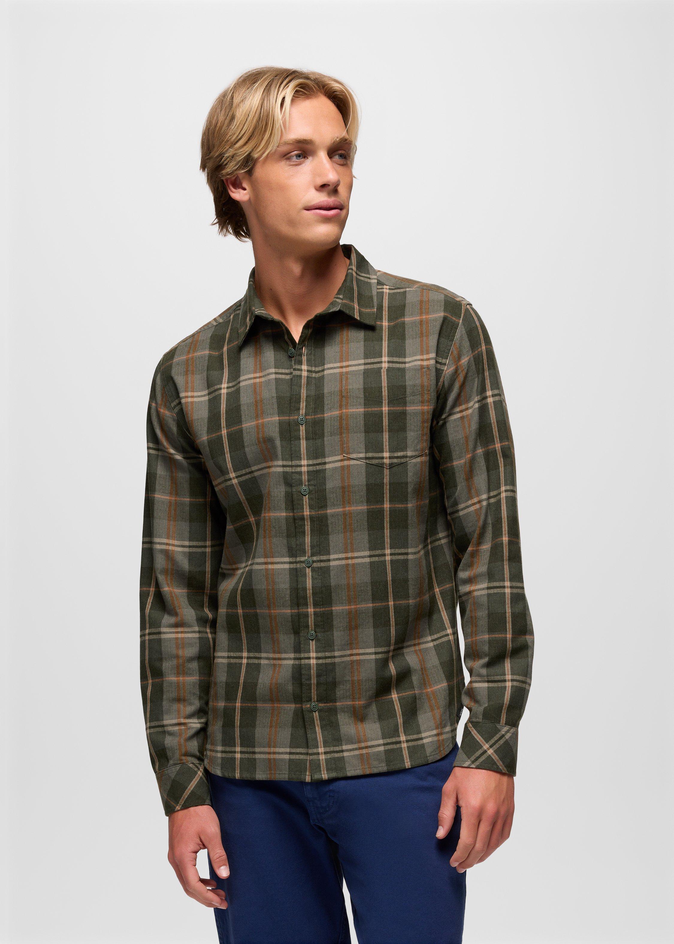 Mens prAna Los Feliz Flannel Shirt - Spruce
