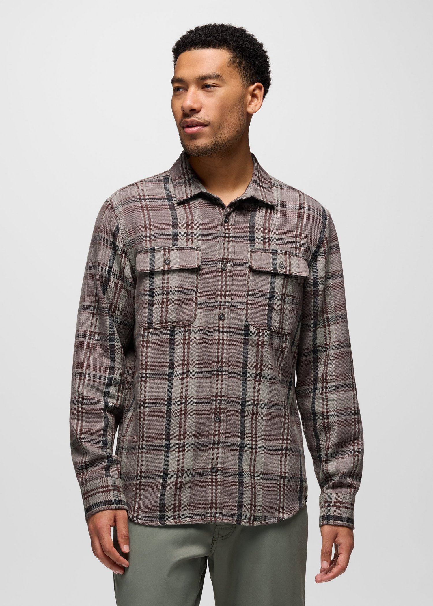 Mens prAna Westbrook Flannel Shirt - Quarry