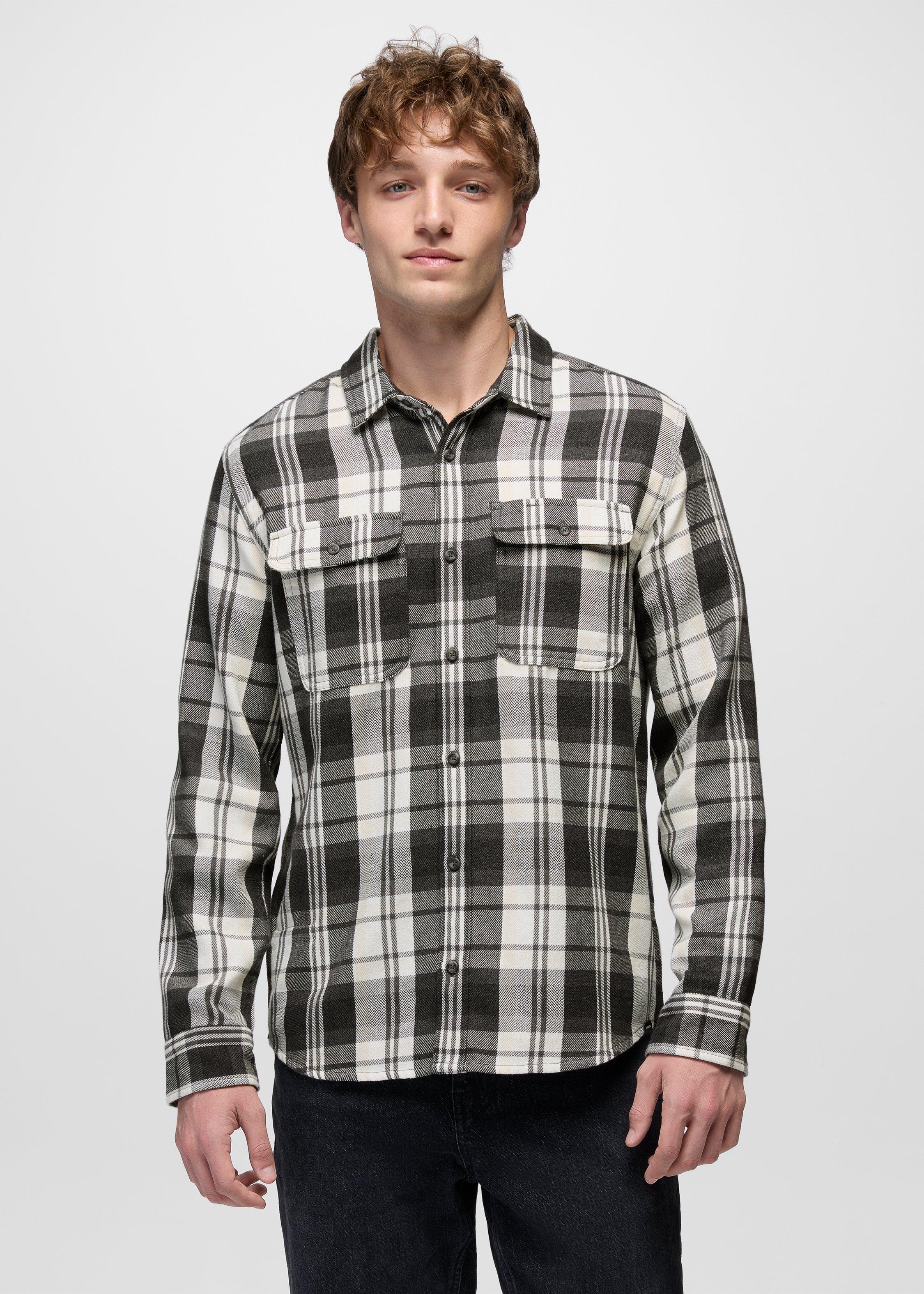 Mens prAna Westbrook Flannel Shirt - Shadow