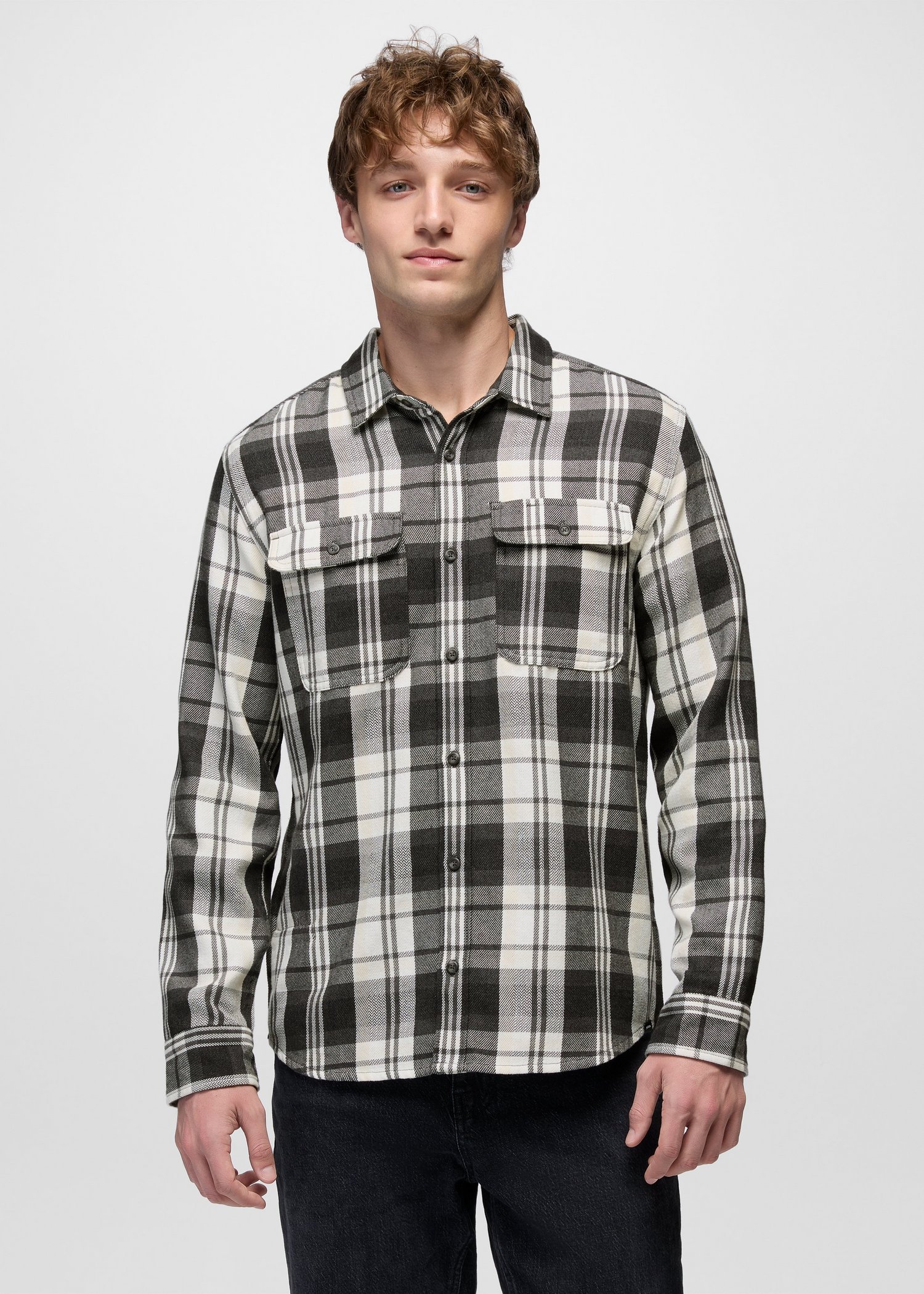 Mens prAna Westbrook Flannel Shirt - Shadow