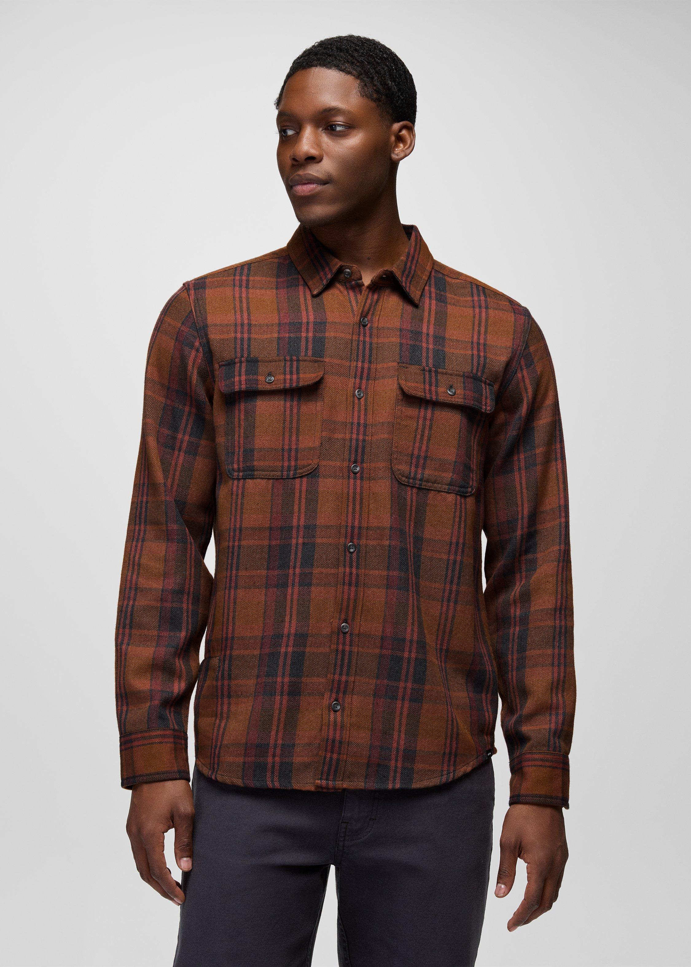 Mens prAna Westbrook Flannel Shirt - Cacao