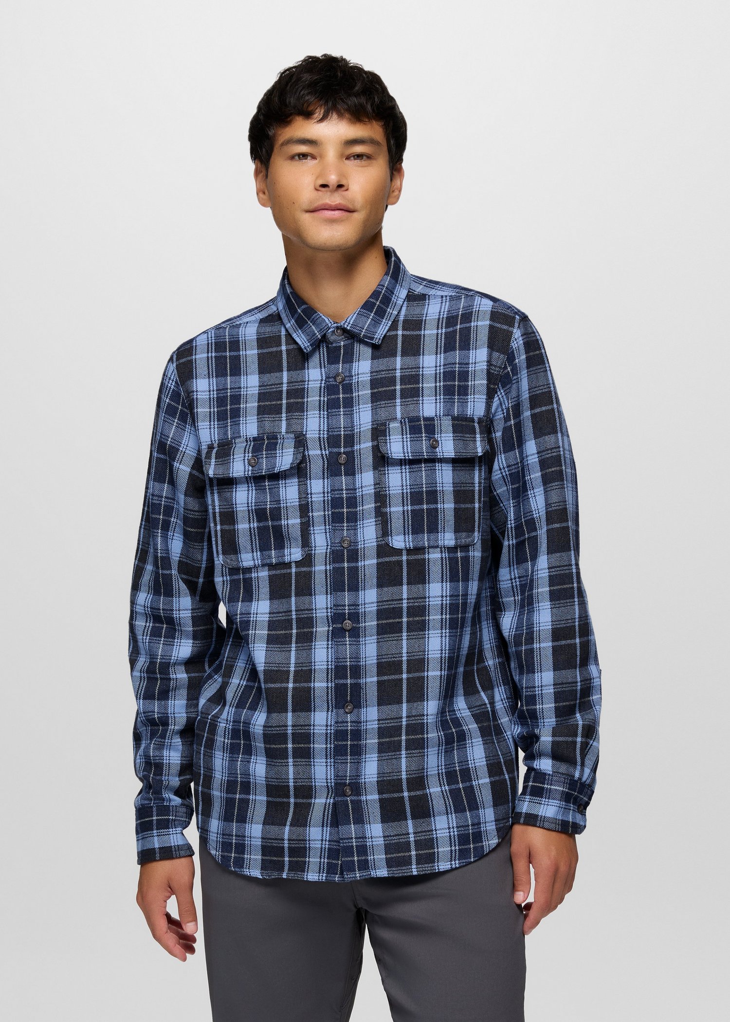 Mens prAna Westbrook Flannel Shirt - Blue Vibes