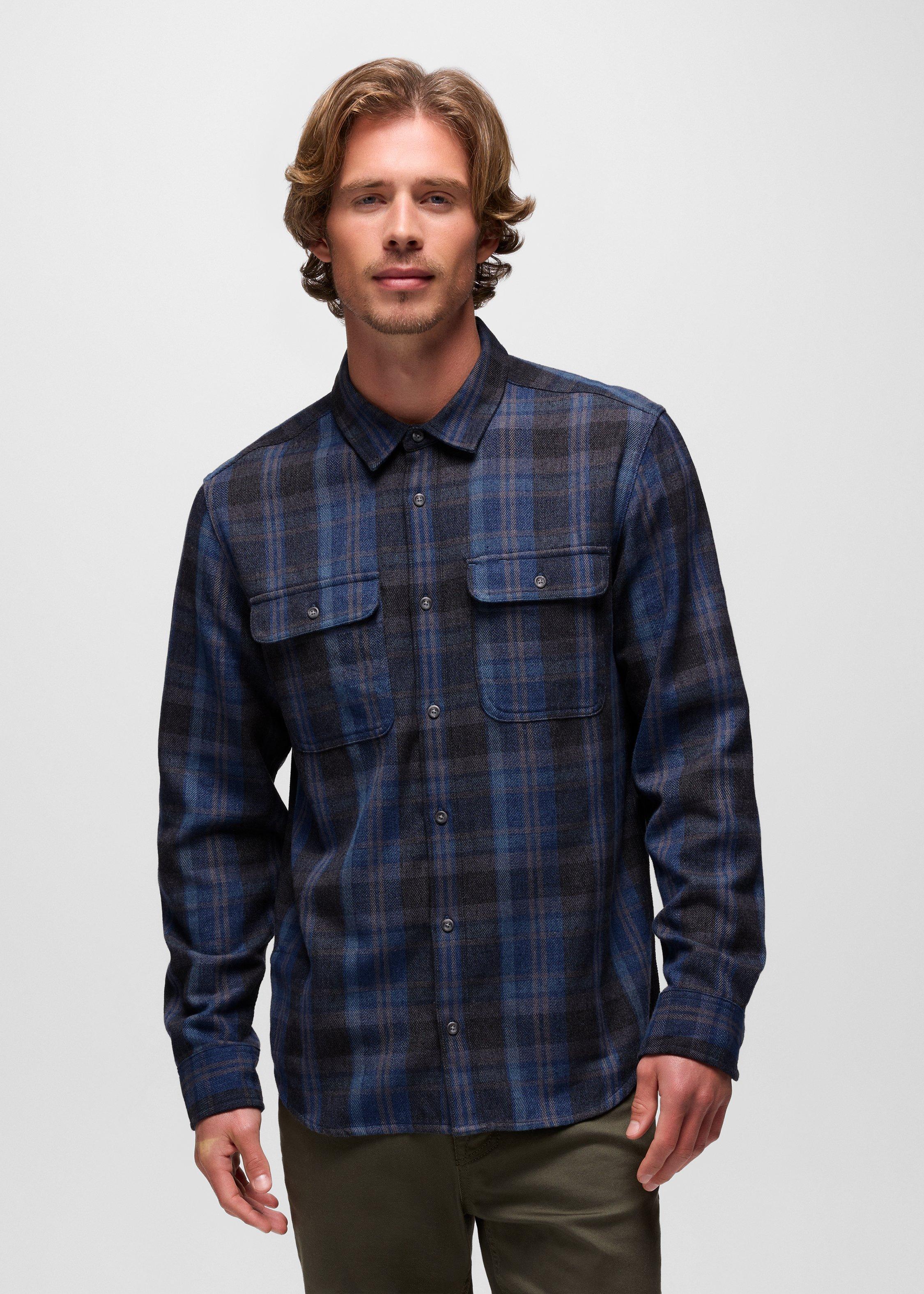 Mens prAna Westbrook Flannel Shirt - Capulet Blue