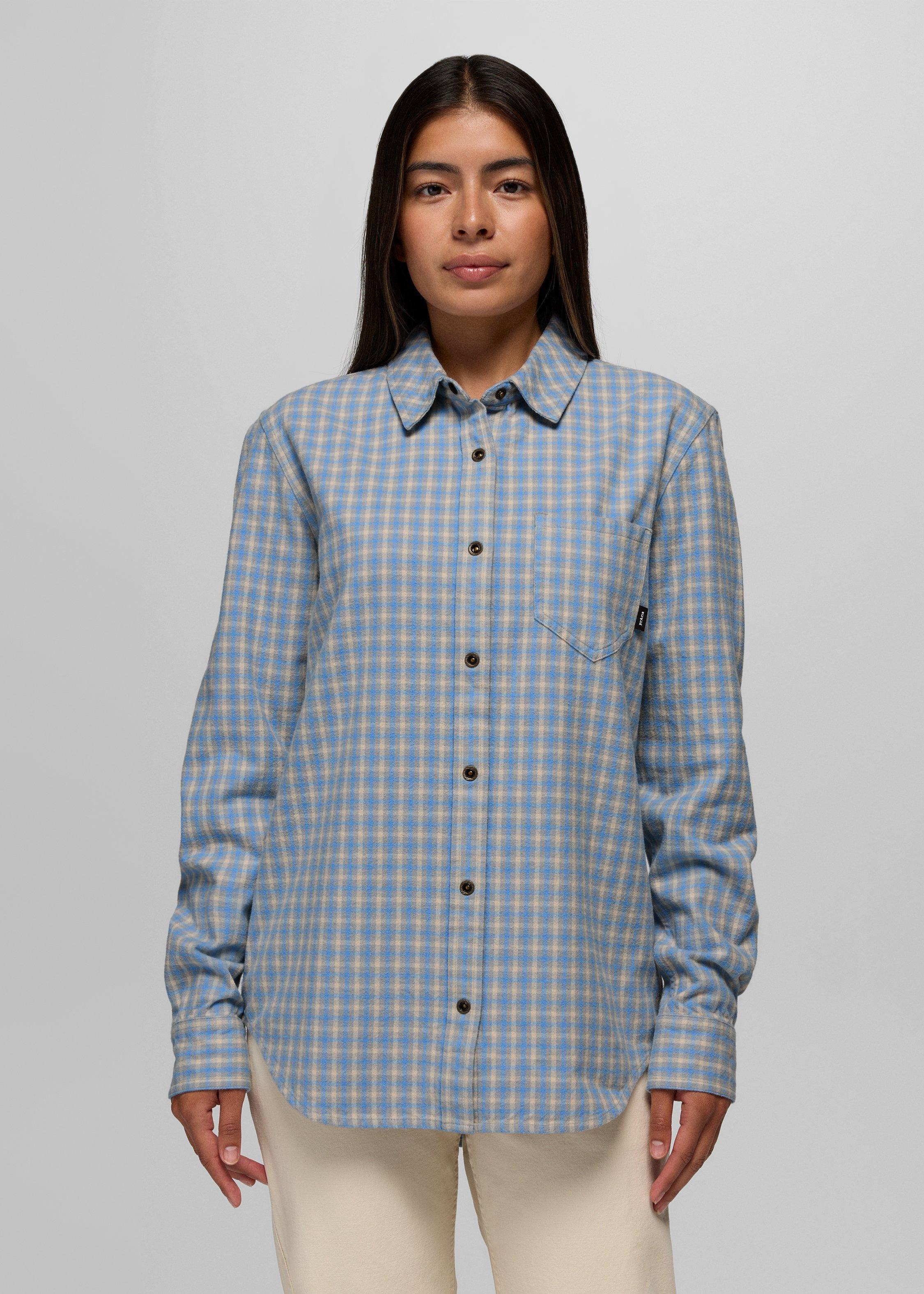 Womens prAna Golden Canyon Flannel - Blue Vibes