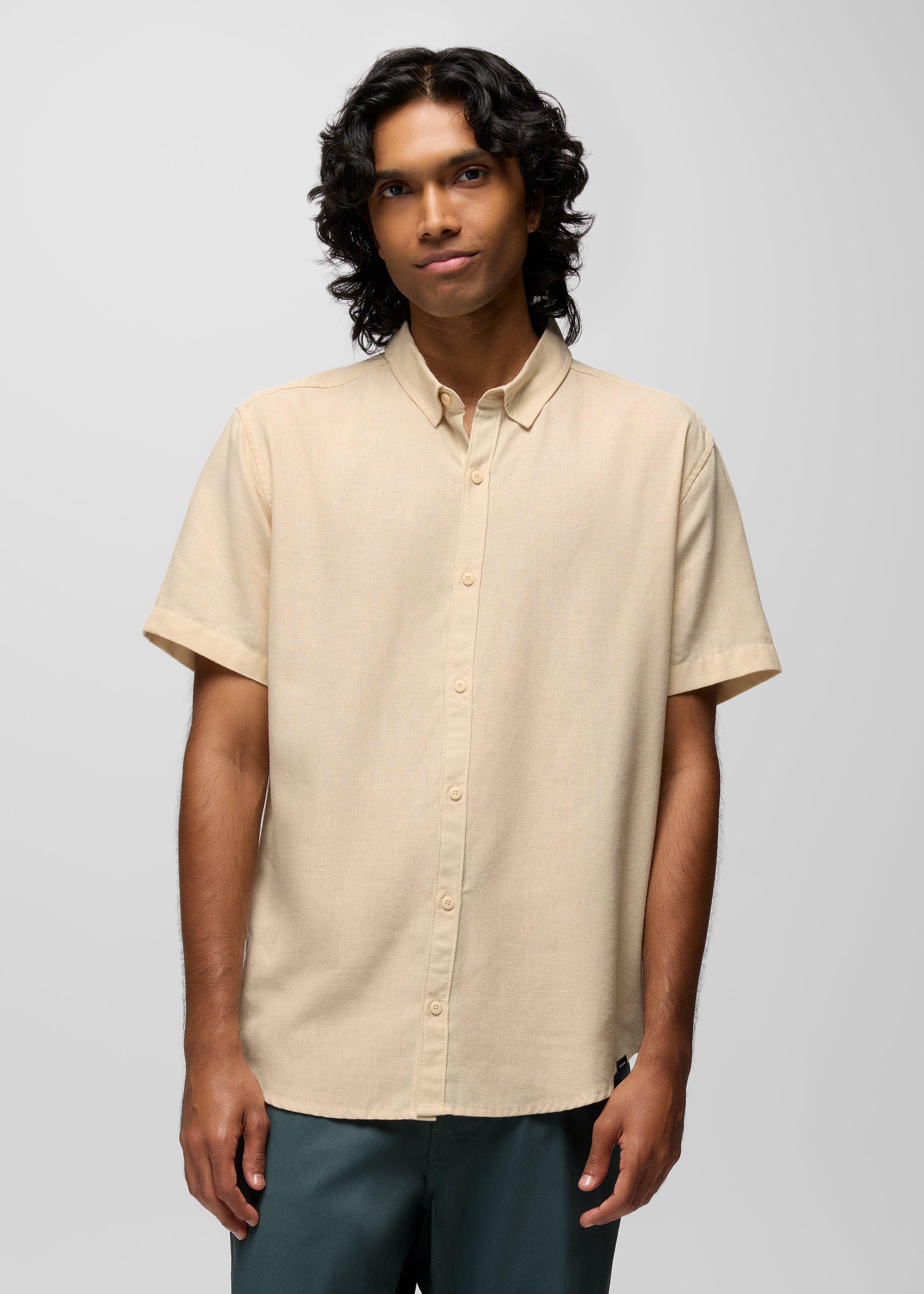 Mens prAna Lindores Shirt - Wheat