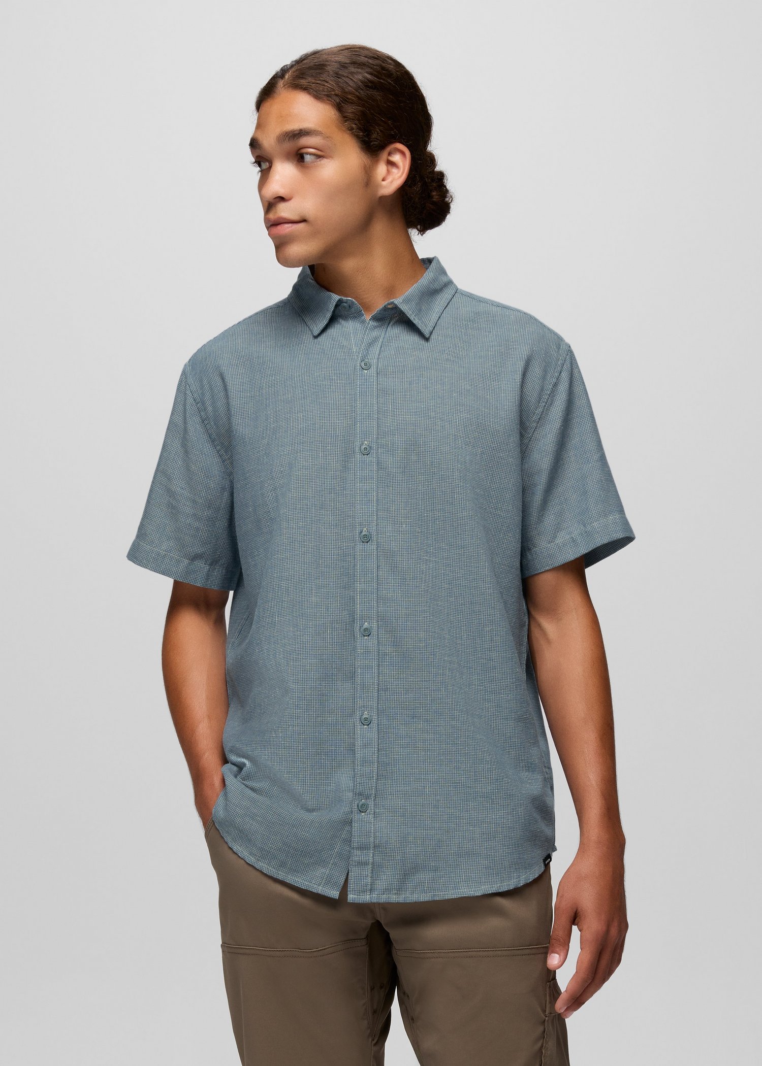 Mens prAna Lindores Shirt - Bluff Blue