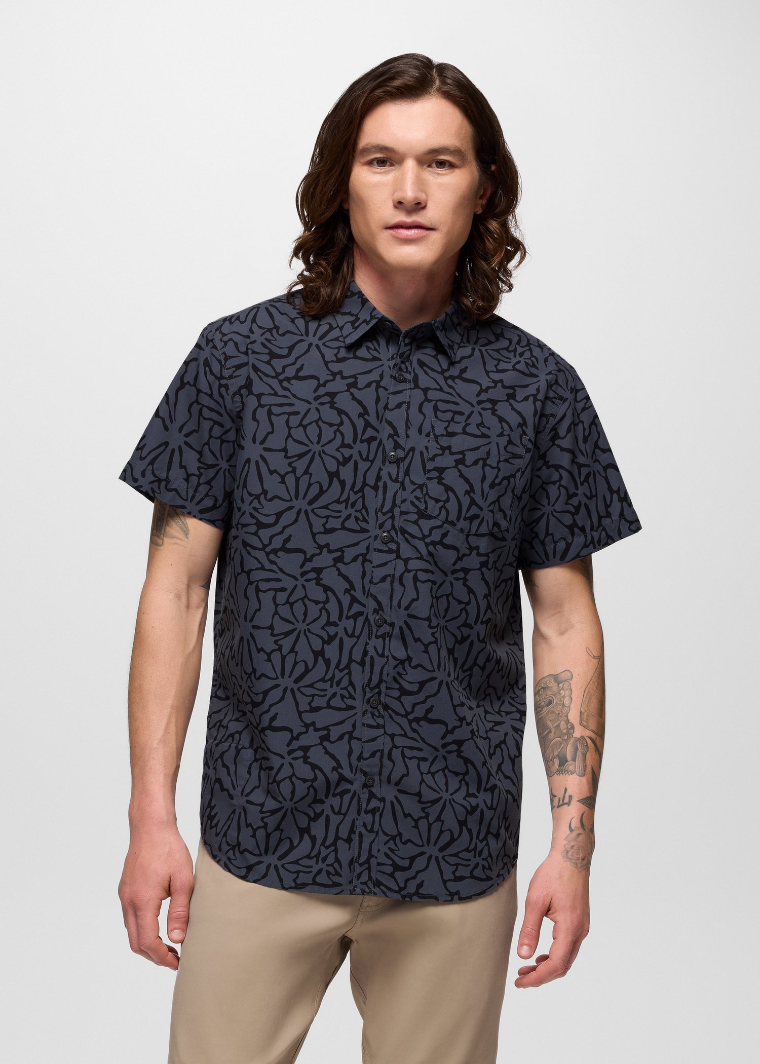 Mens prAna Stimmersee Shirt - Shadow Boogie Bloom