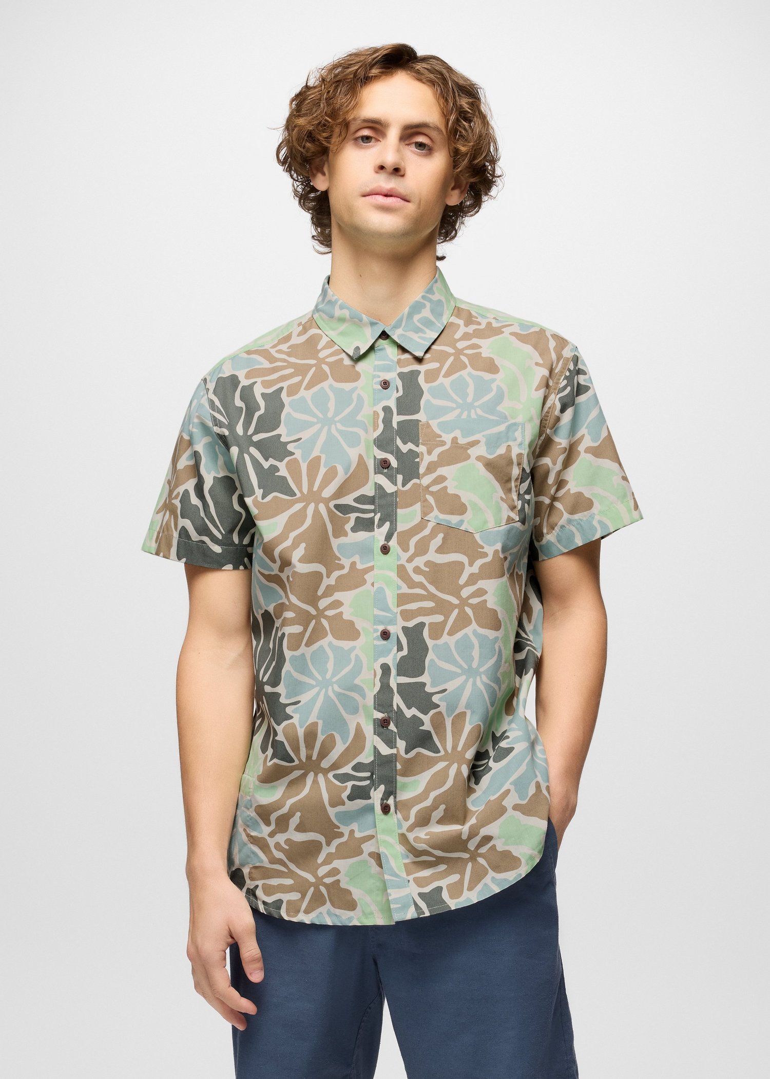Mens prAna Stimmersee Shirt - Canvas Boogie Bloom
