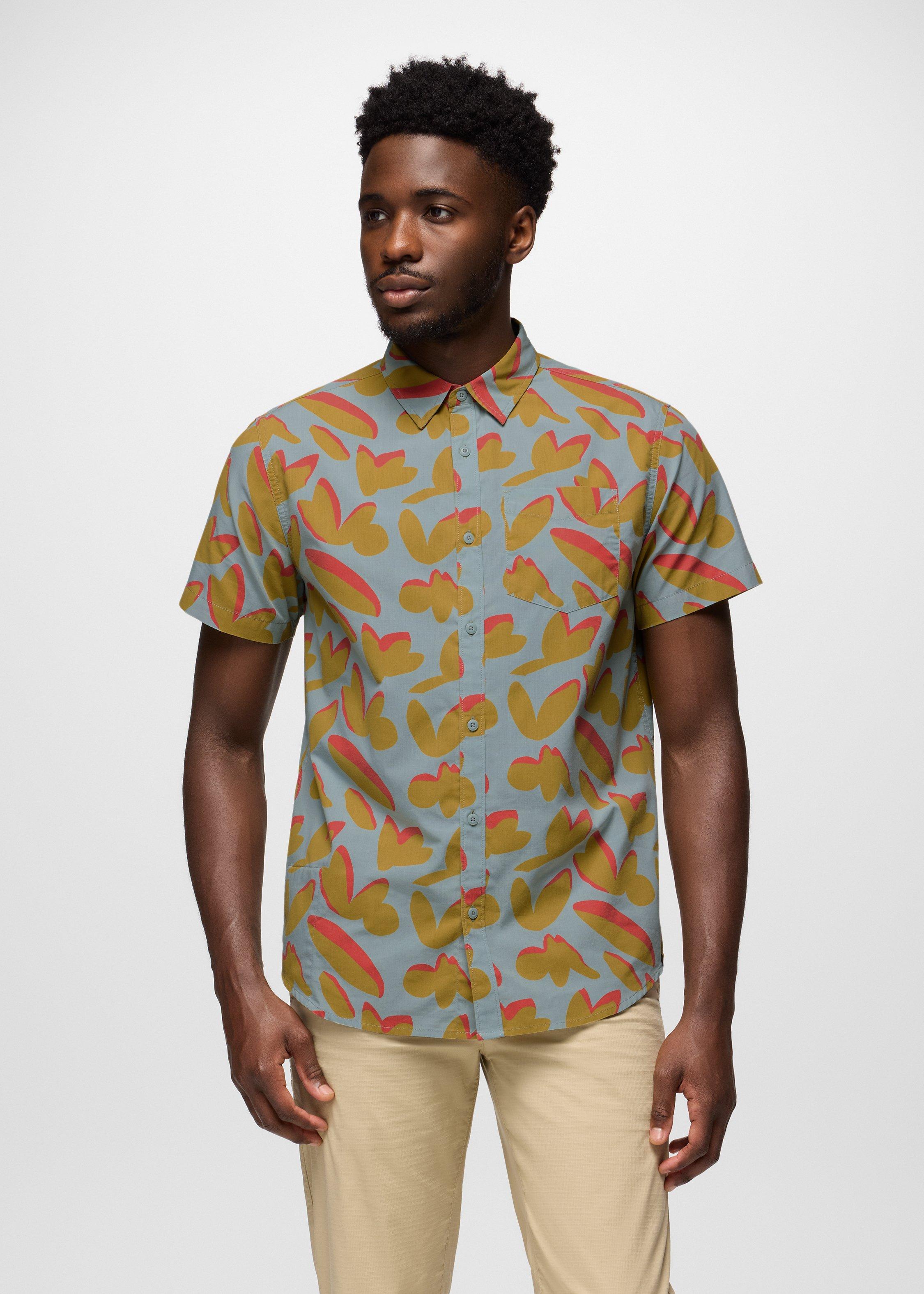 Mens prAna Stimmersee Shirt - Saltwater Indo Disco