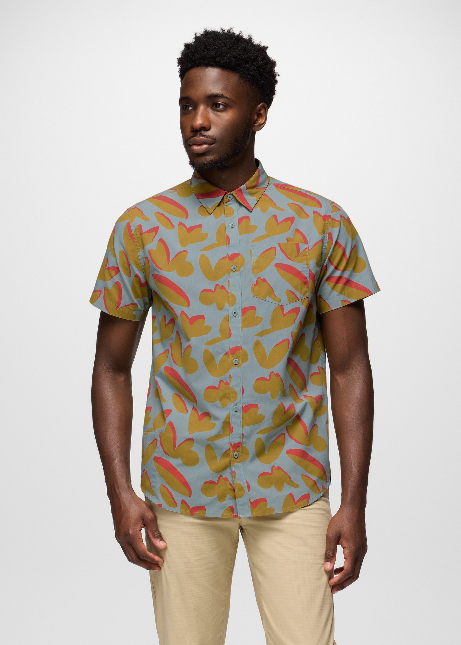 Mens prAna Stimmersee Shirt - Saltwater Indo Disco