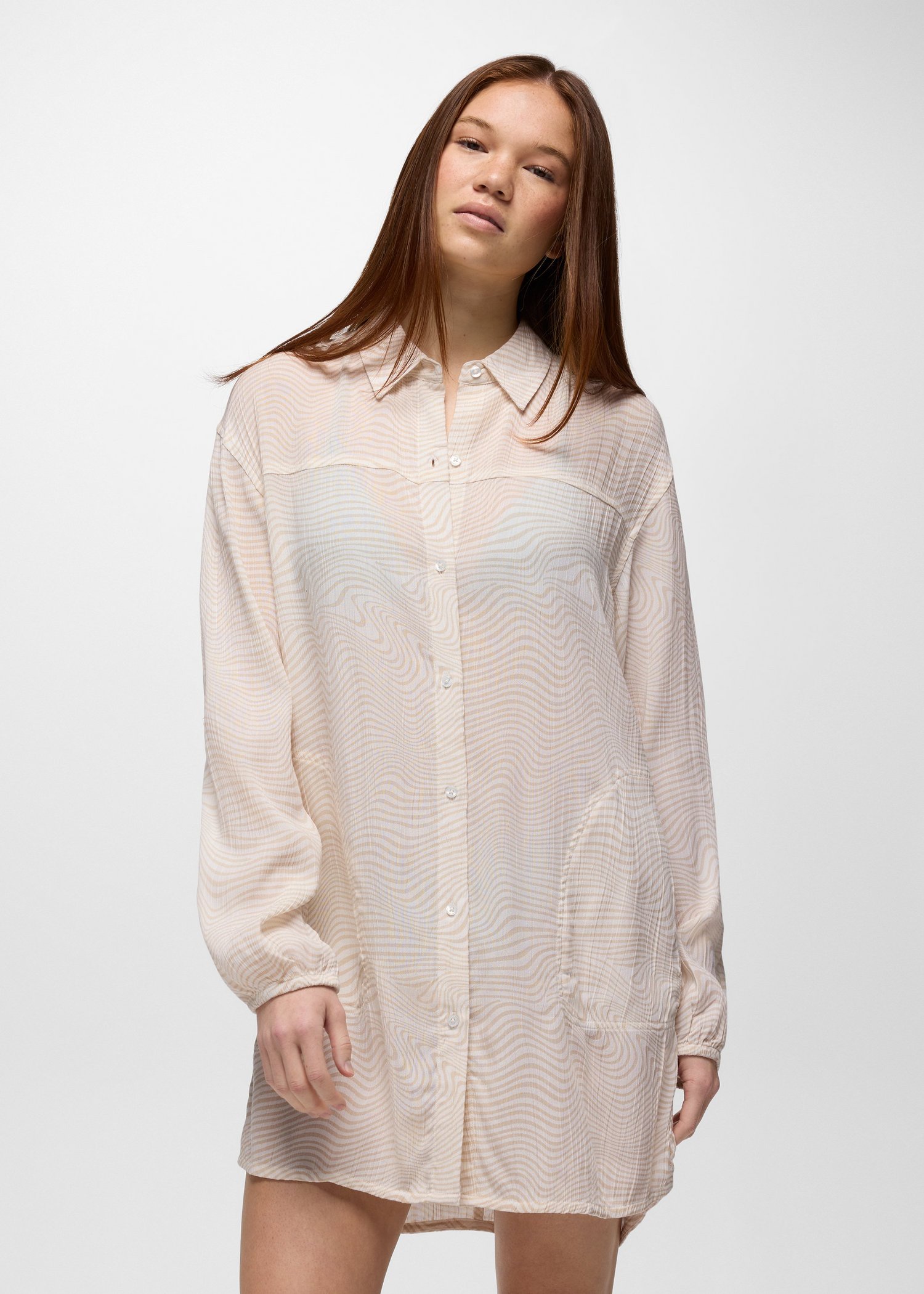 Womens prAna Fernie Shirt - Soft White Wavee