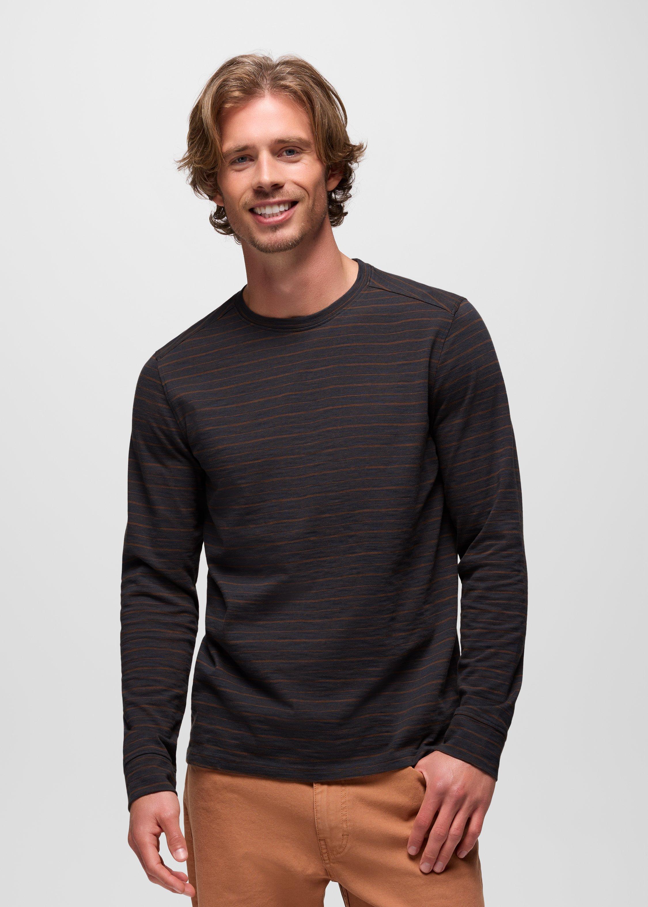 Mens prAna Ronnie Crew II - Stormy Night Stripe