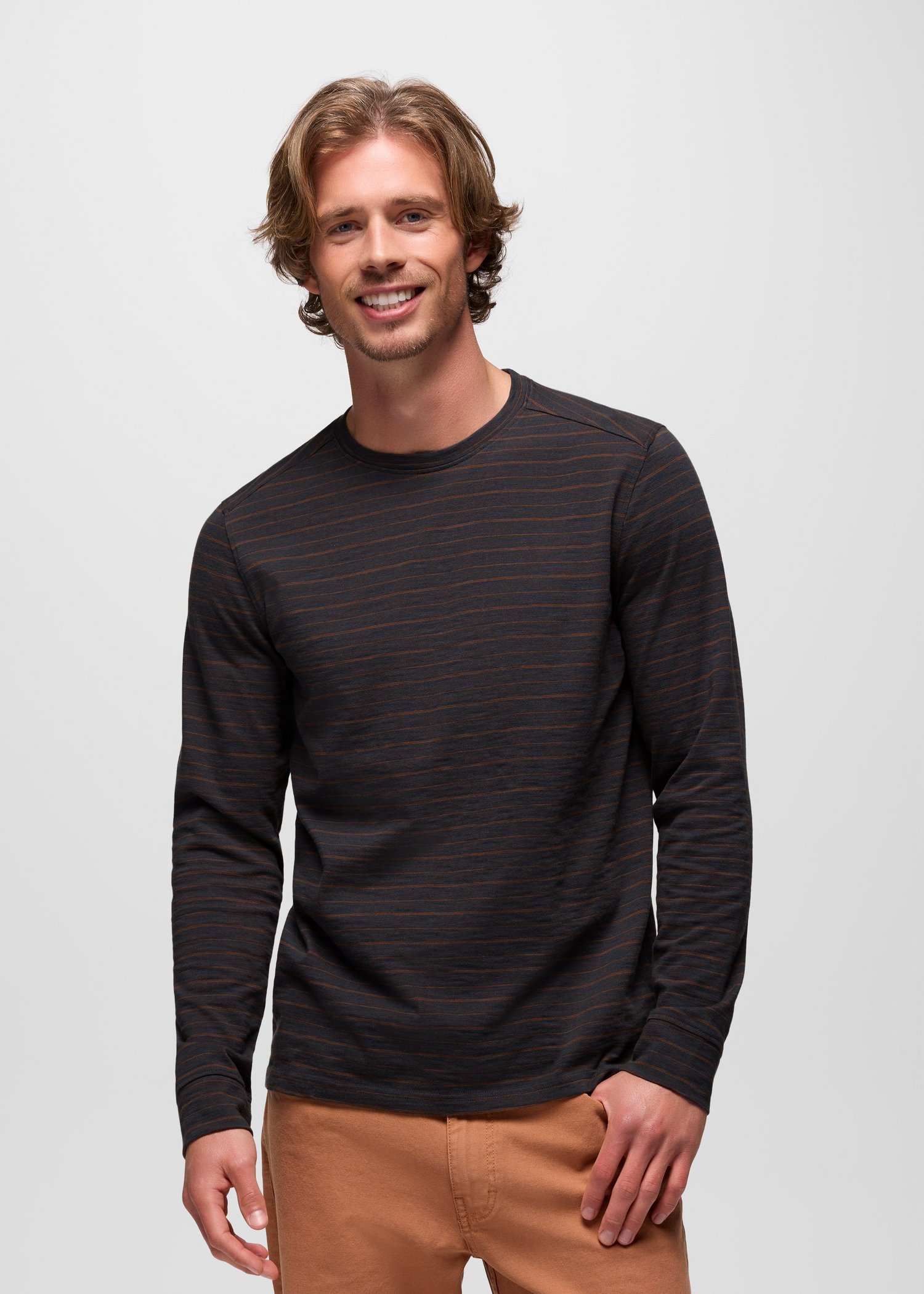 Mens prAna Ronnie Crew II - Stormy Night Stripe