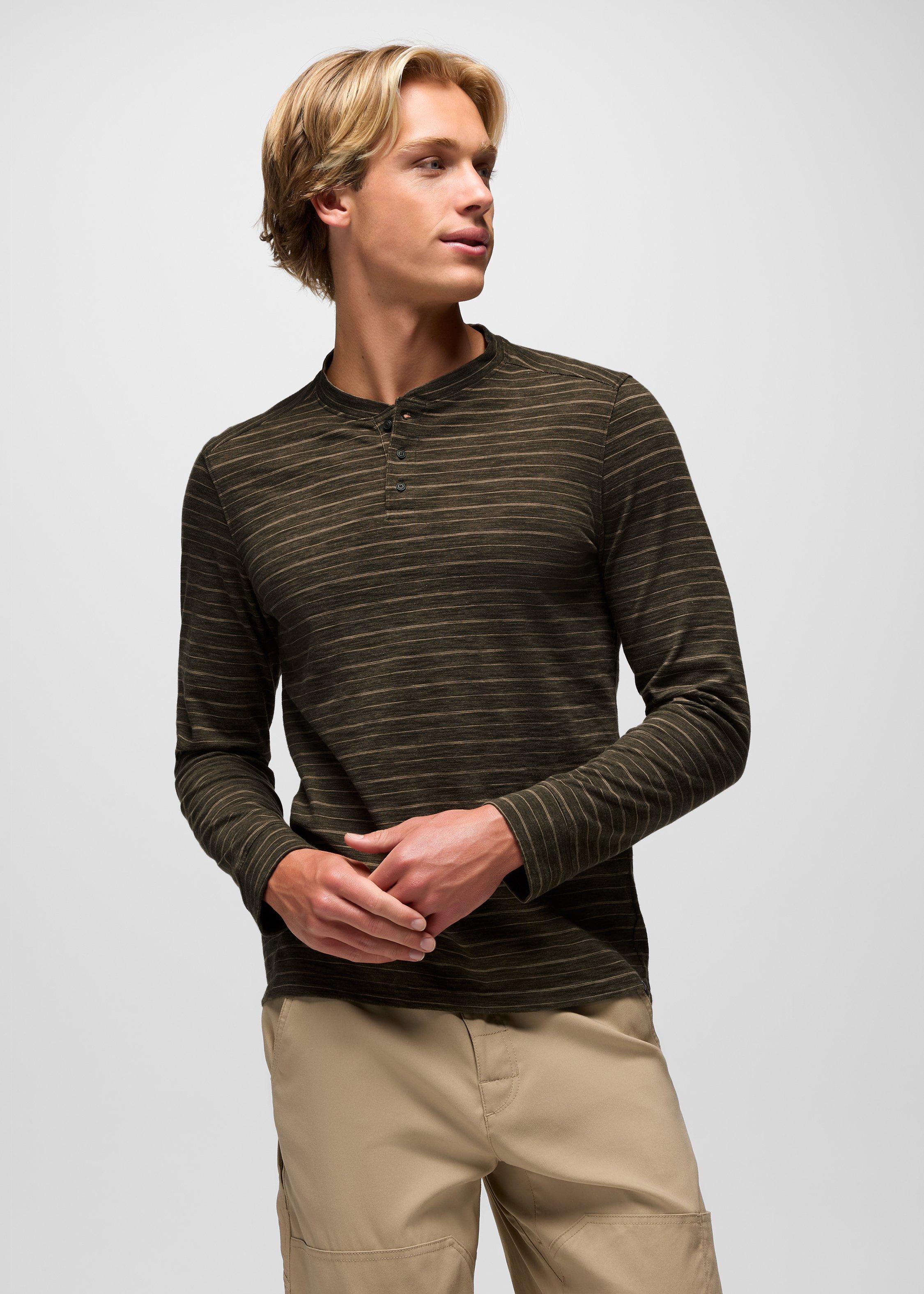 Mens prAna Ronnie Henley II - Nori Stripe