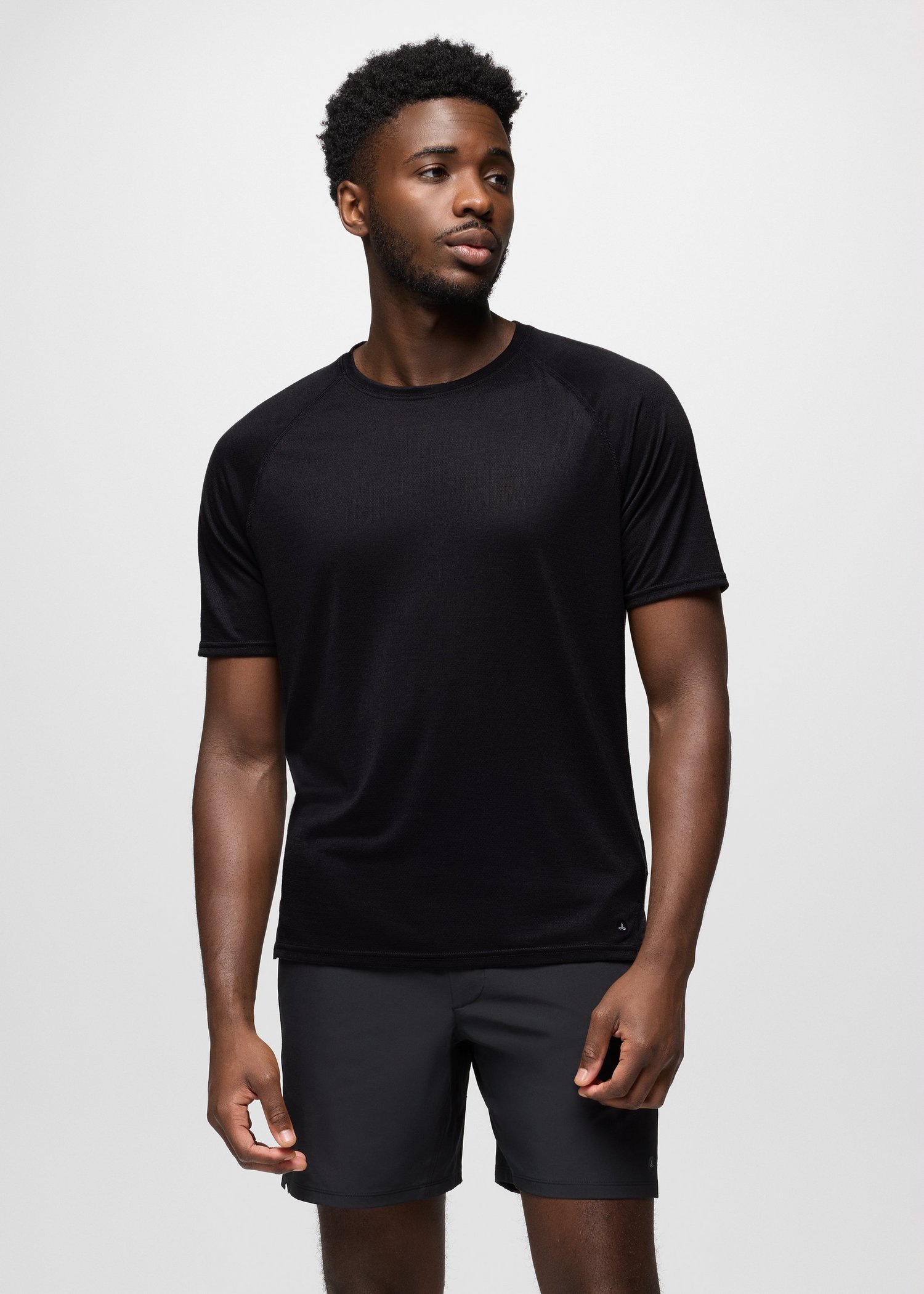 Mens prAna Natural Flow Short Sleeve Crew - Black
