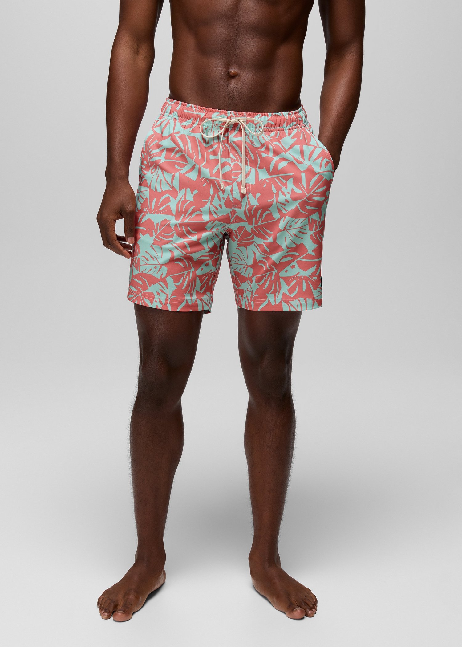 Mens prAna La Jolla Lined Swim Short - Sea Glass Monstera