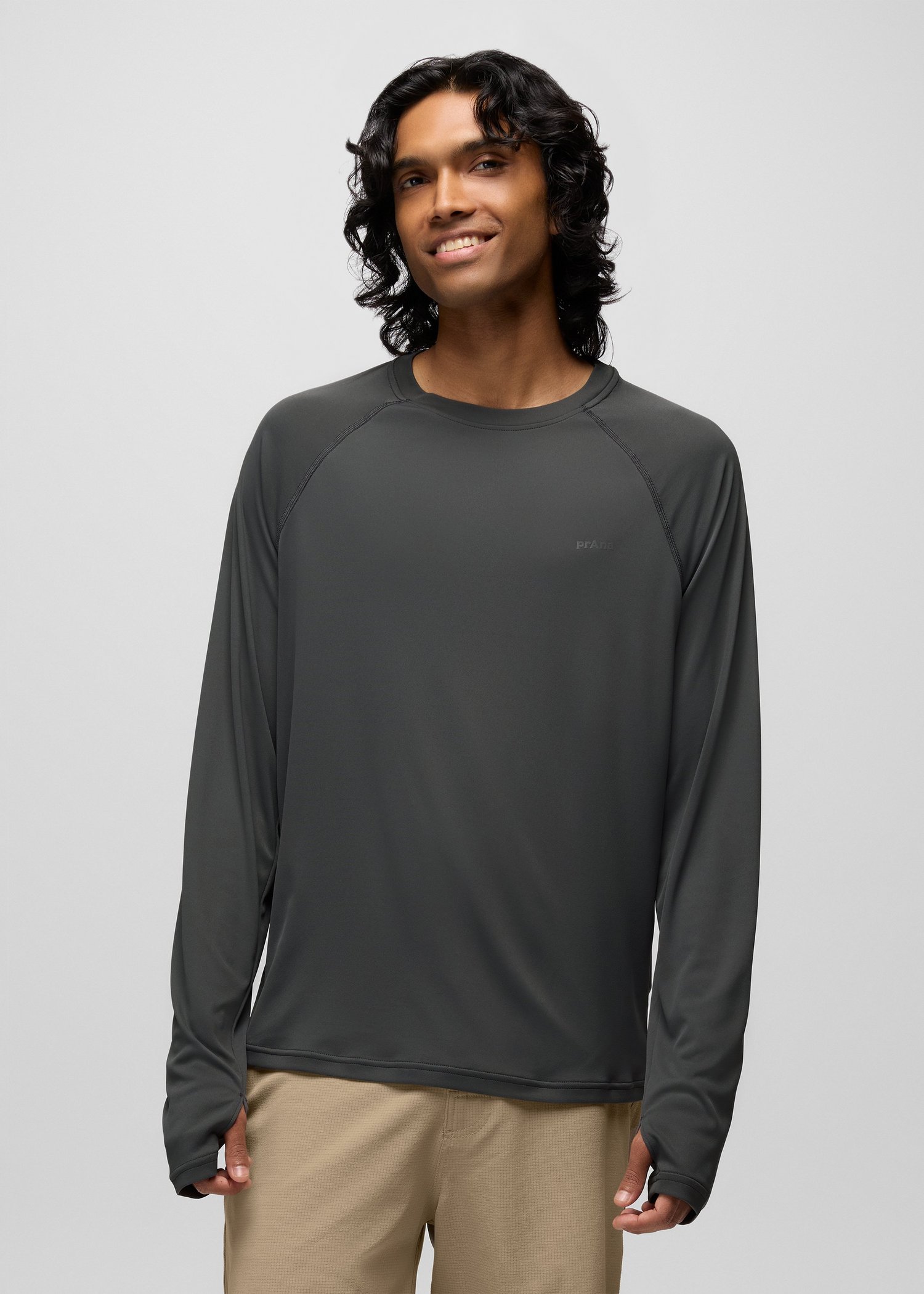 Mens prAna Sol Shade Long Sleeve Crew - Shadow