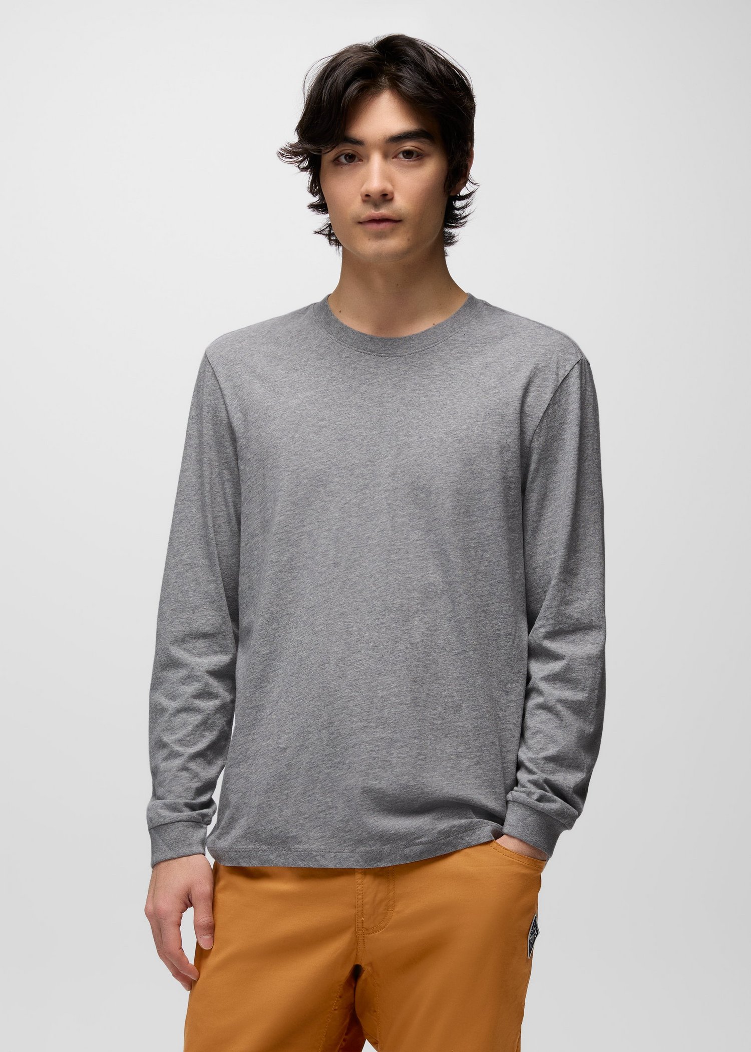 Mens prAna Everyday Long Sleeve Tee - Medium Heather Grey