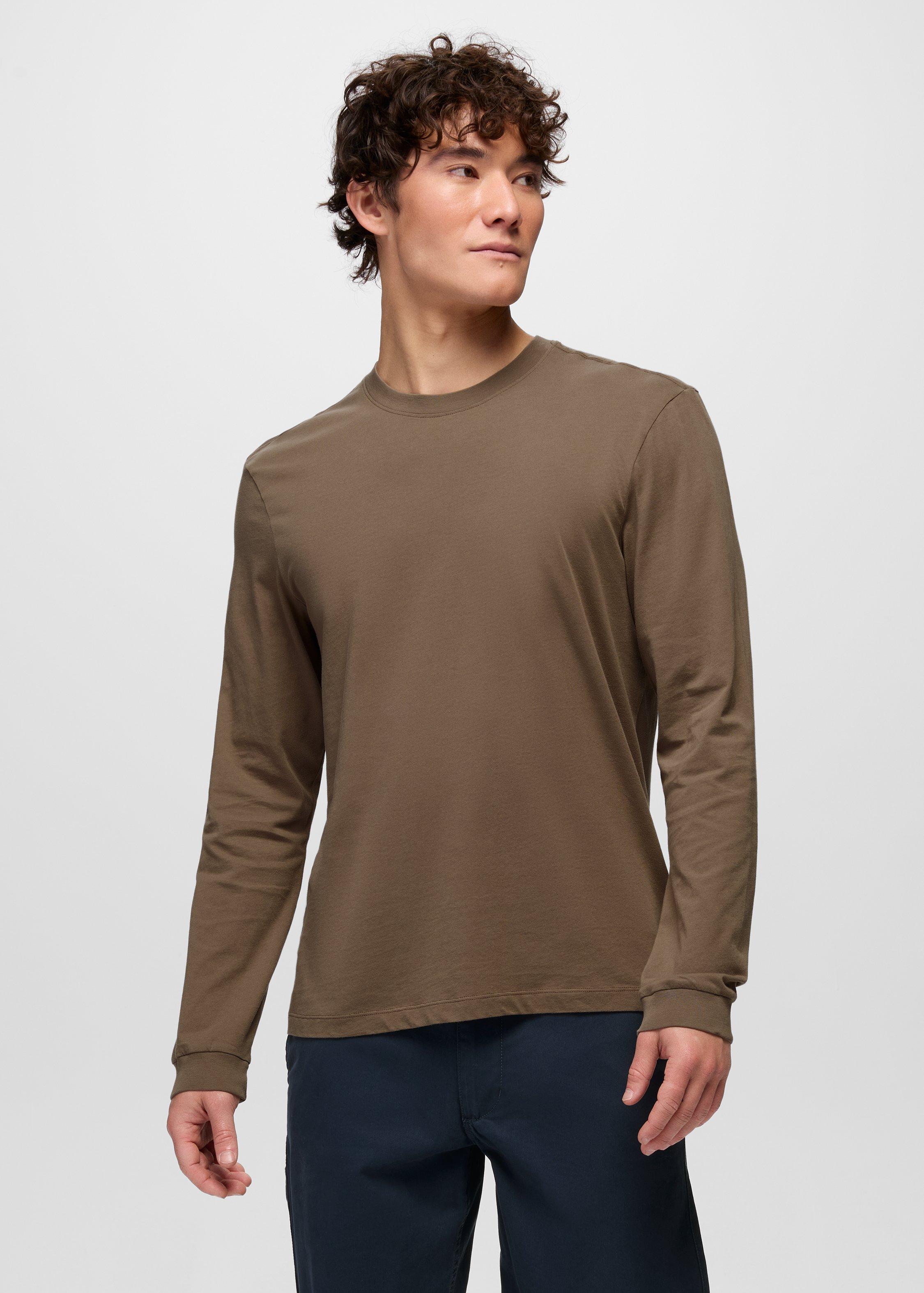 Mens prAna Everyday Long Sleeve Tee - Mud