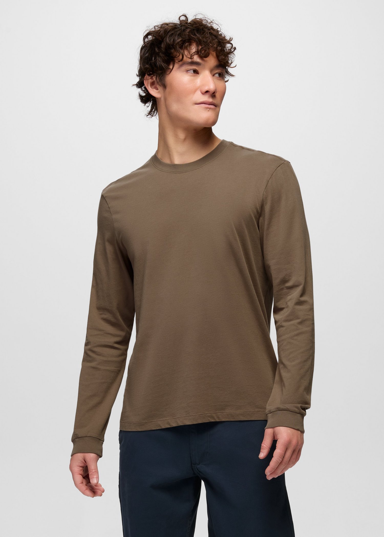 Mens prAna Everyday Long Sleeve Tee - Mud