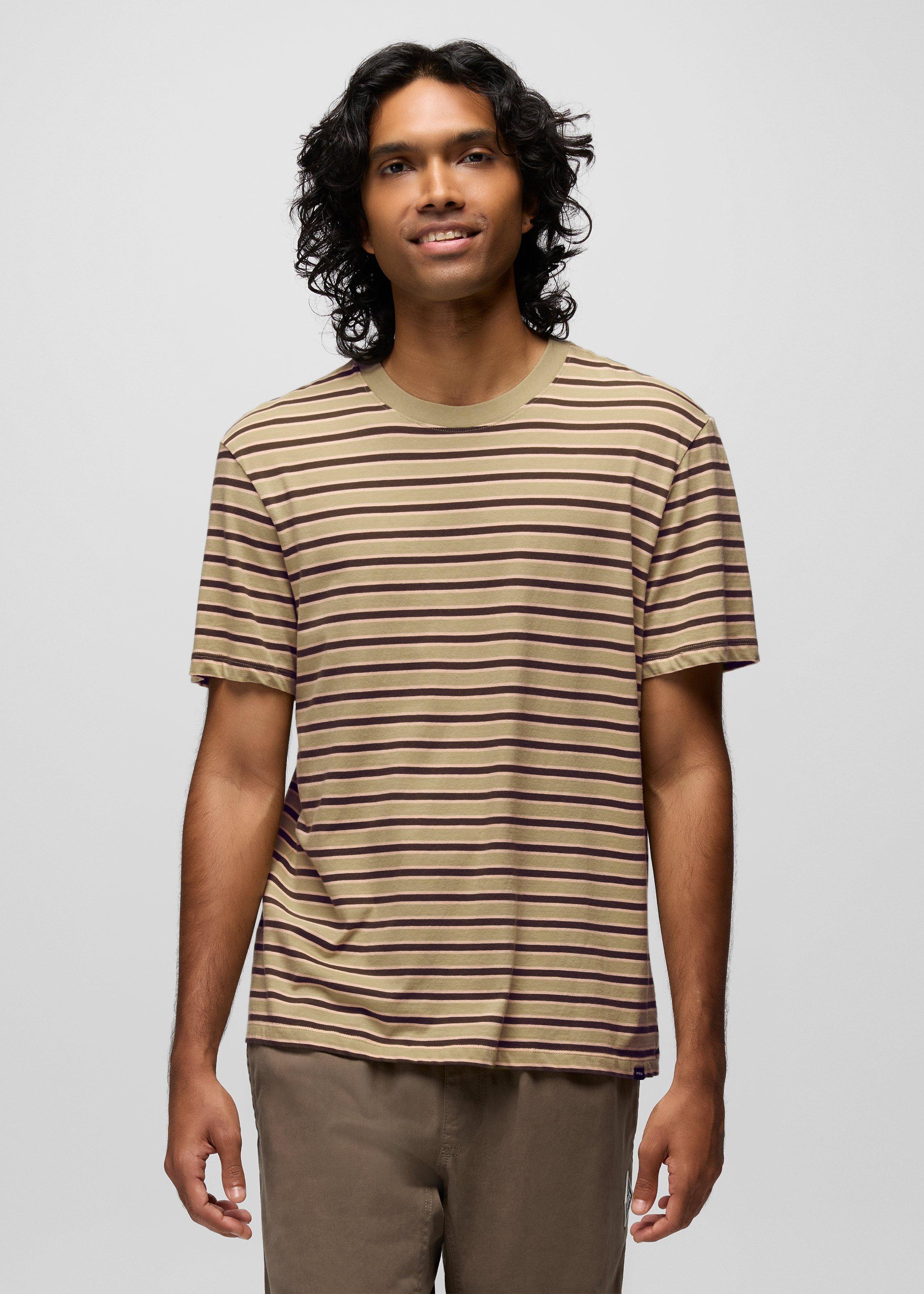 Mens prAna Everyday Short Sleeve Tee - Jackfruit Stripe