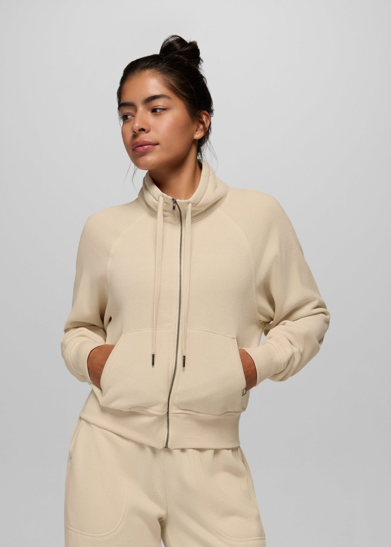 Womens prAna Cozy Up Full Zip - Canvas Heather