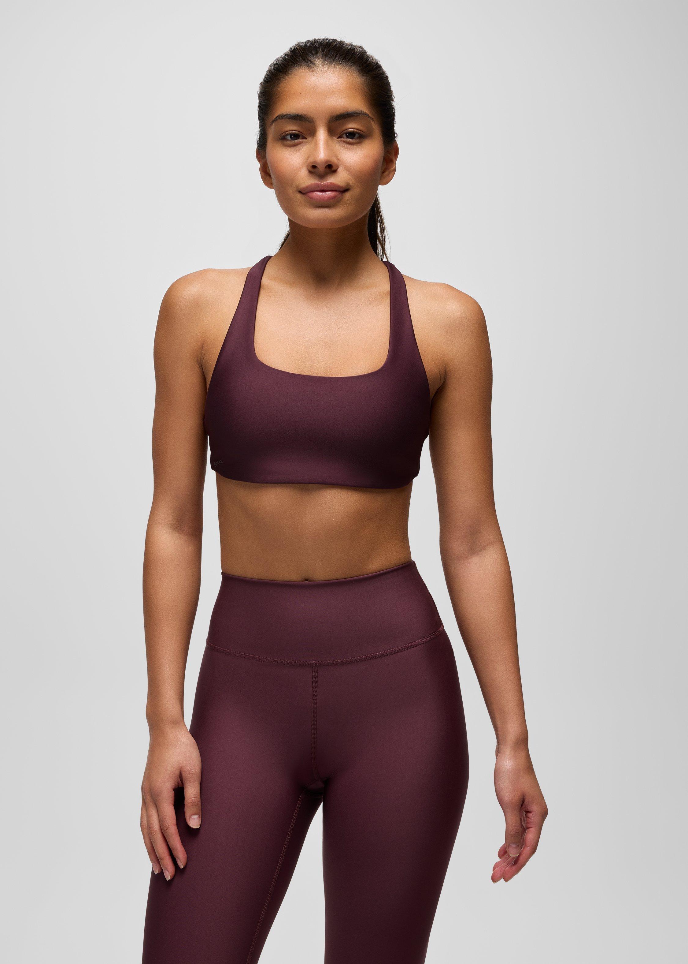 Womens prAna Sculpt&trade; Deep Breath Bra - Deep Vino