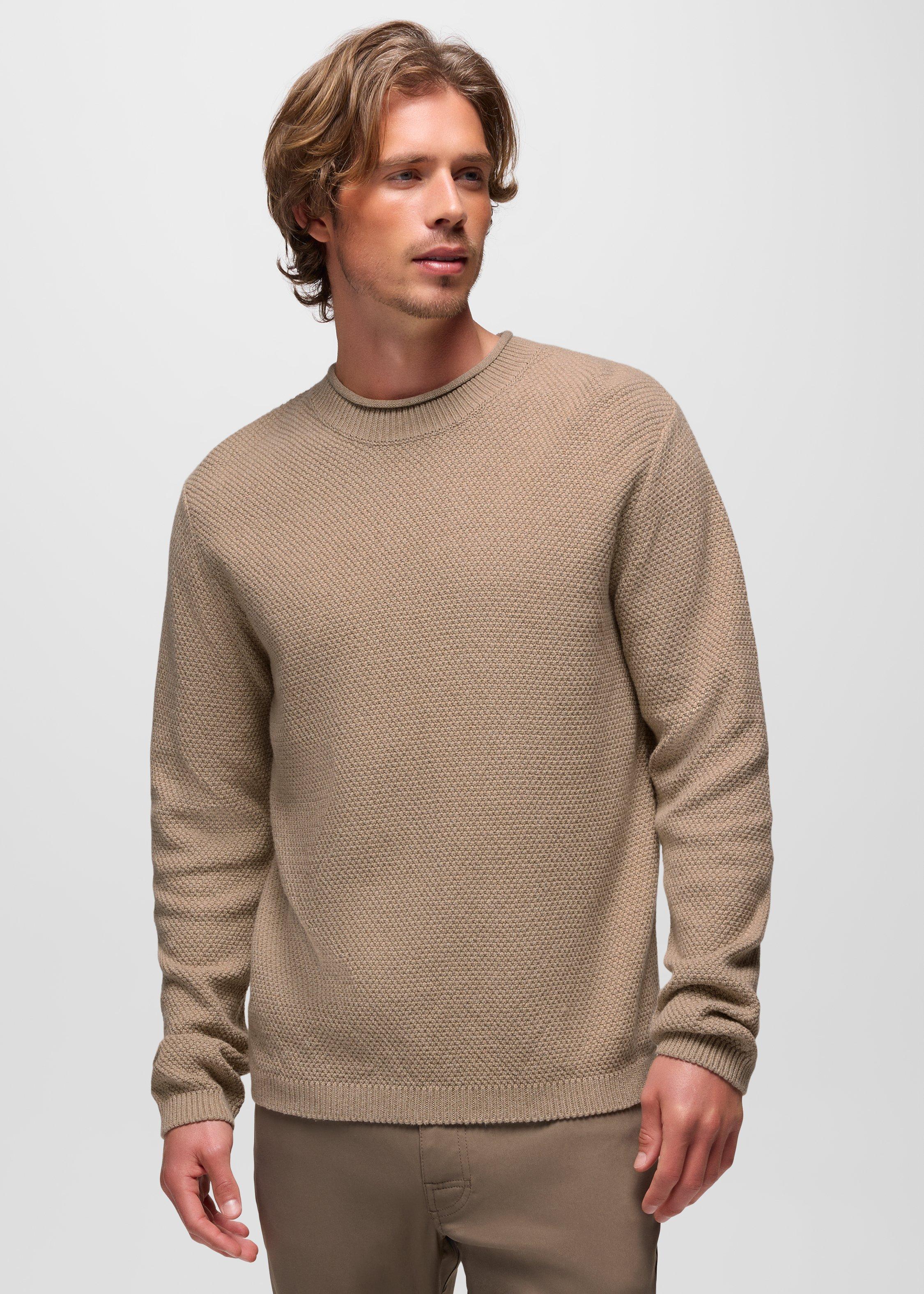 Mens prAna Forest Hill Sweater - Oatmeal Heather