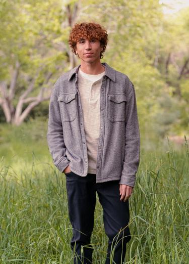 Happy Camp Flannel, Color: Shadow Heather, image 7