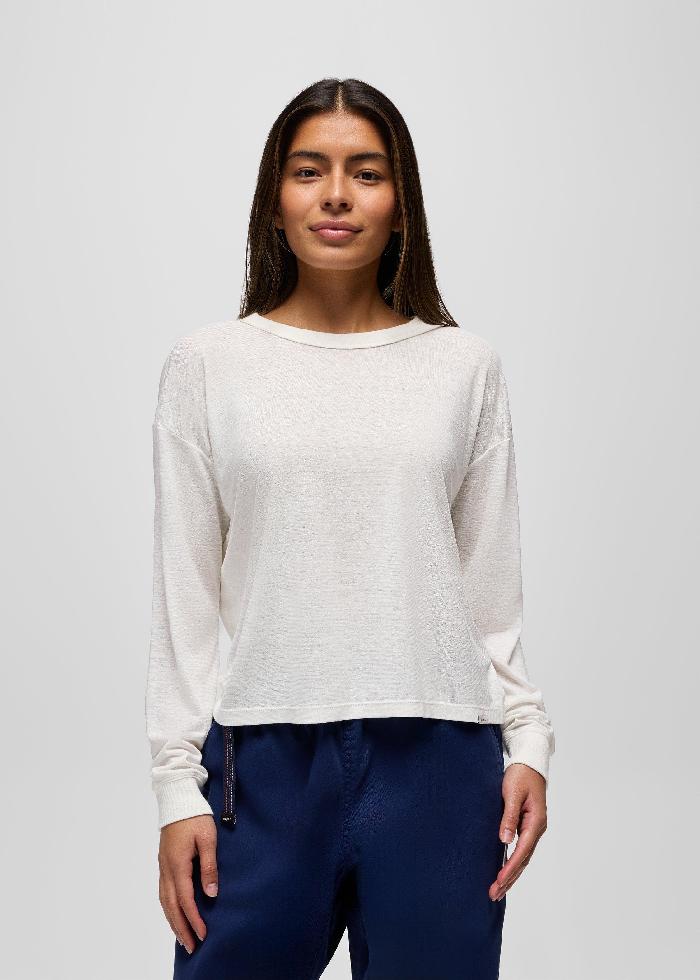 Womens prAna Cozy Up Long Sleeve Crew - Soft White