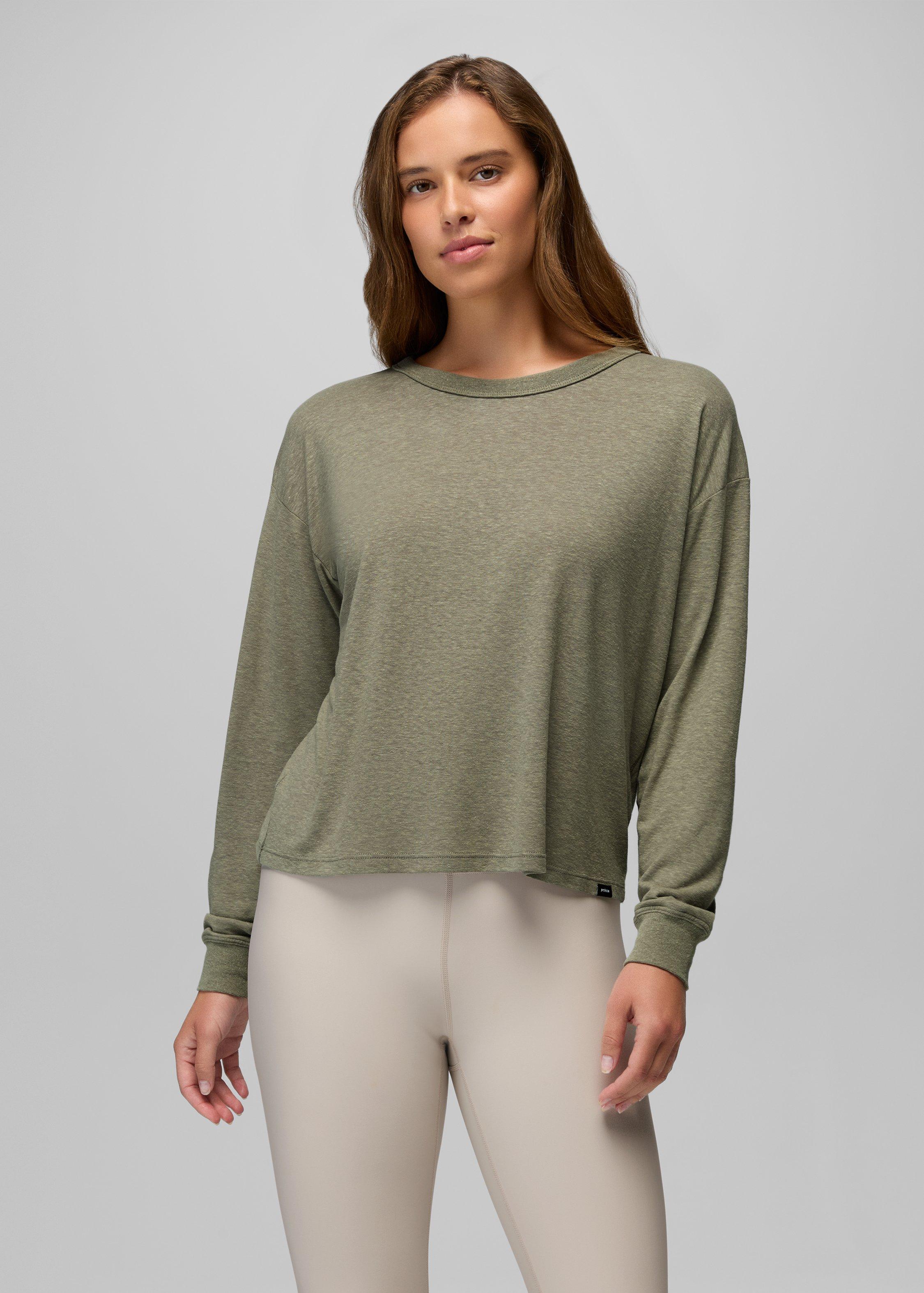 Womens prAna Cozy Up Long Sleeve Crew - Sage