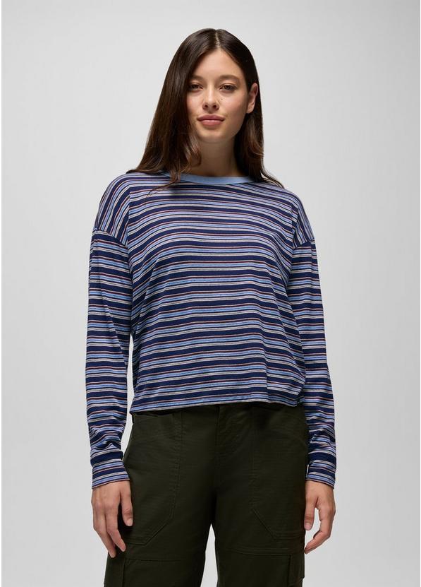 Cozy Up Long Sleeve Crew, Color: Capulet Blue Stripe, image 1