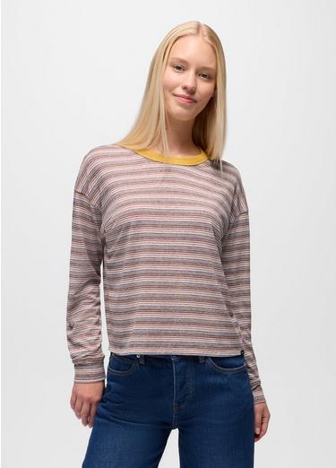 Cozy Up Long Sleeve Crew, Color: Dijon Stripe, image 3