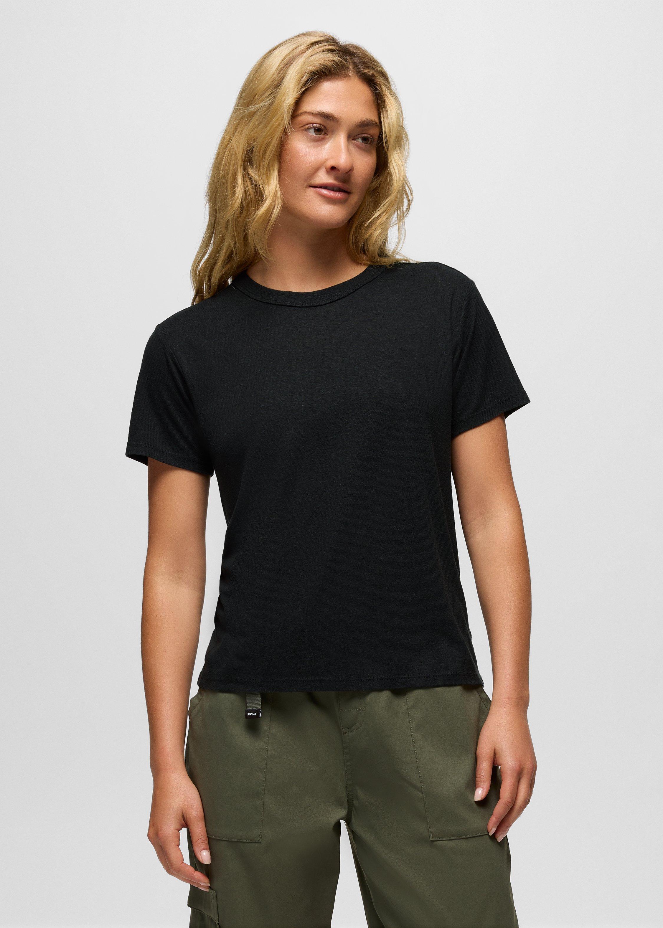 Womens prAna Cozy Up Short Sleeve Crew - Black