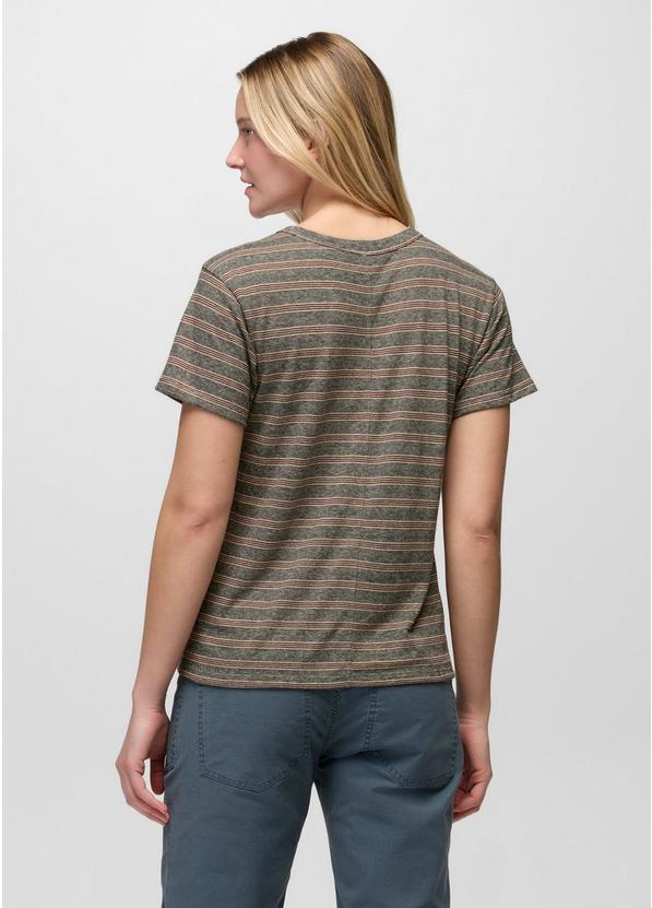 Cozy Up Short Sleeve Crew, Color: Cacao Stripe, image 2