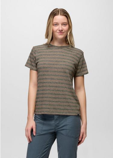 Cozy Up Short Sleeve Crew, Color: Cacao Stripe, image 1