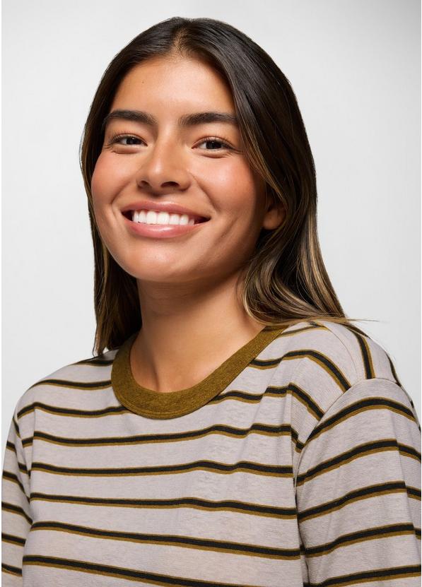 Cozy Up Short Sleeve Crew, Color: Retro Olive Stripe, image 3