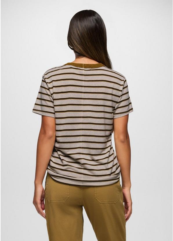 Cozy Up Short Sleeve Crew, Color: Retro Olive Stripe, image 2