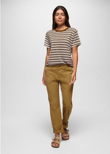 Cozy Up Short Sleeve Crew, Color: Retro Olive Stripe, image 24