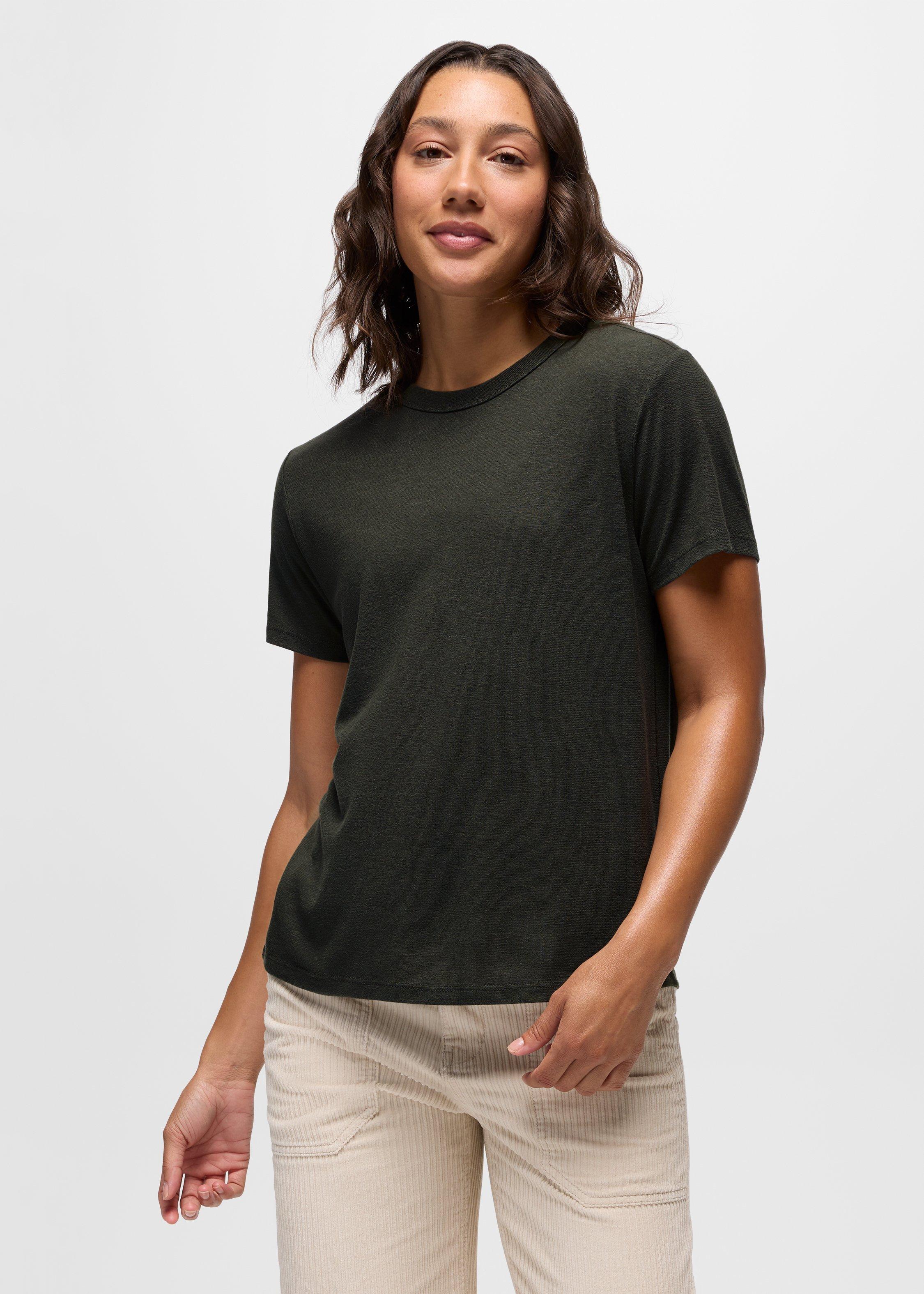 Womens prAna Cozy Up Short Sleeve Crew - Nori