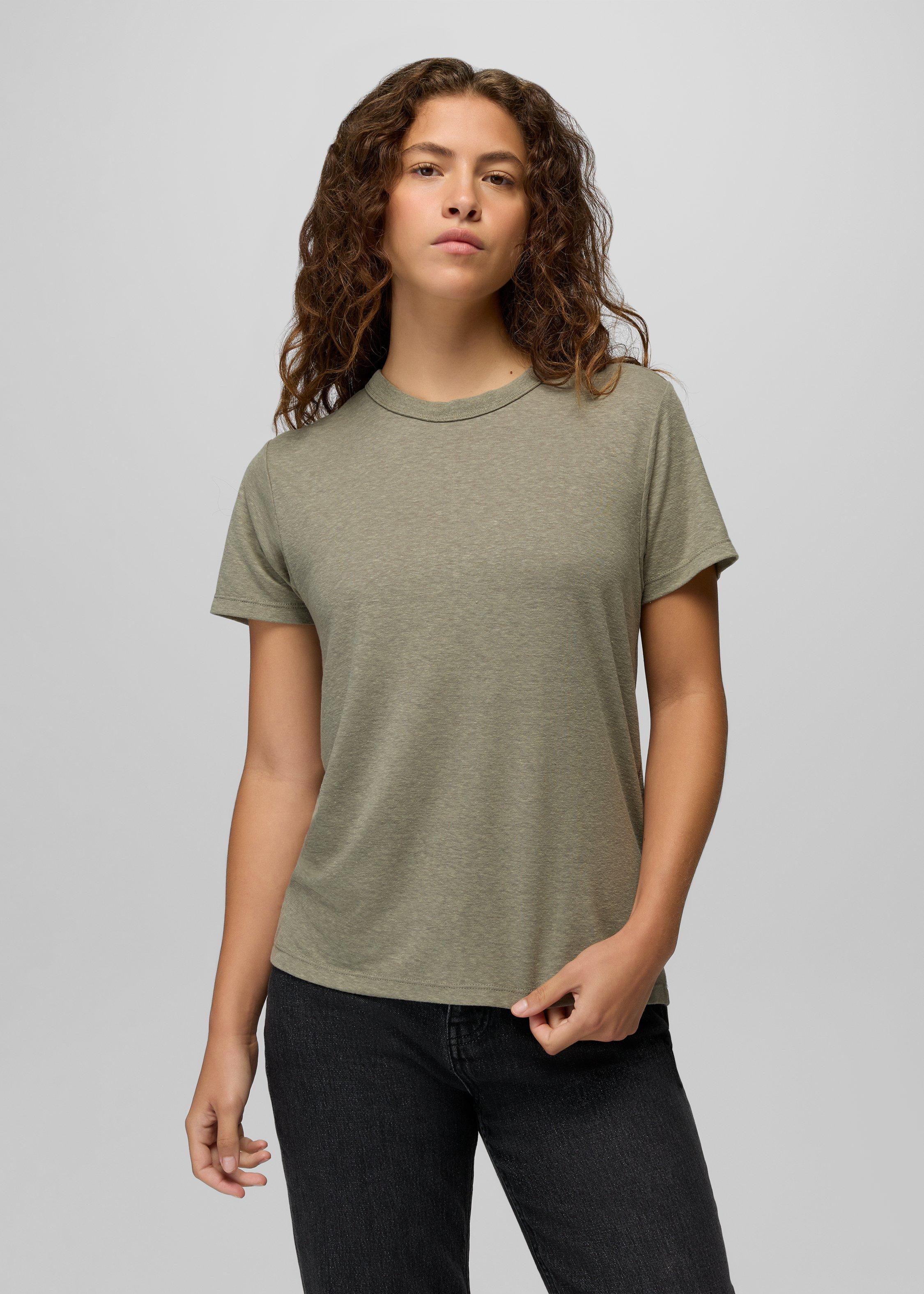 Womens prAna Cozy Up Short Sleeve Crew - Sage