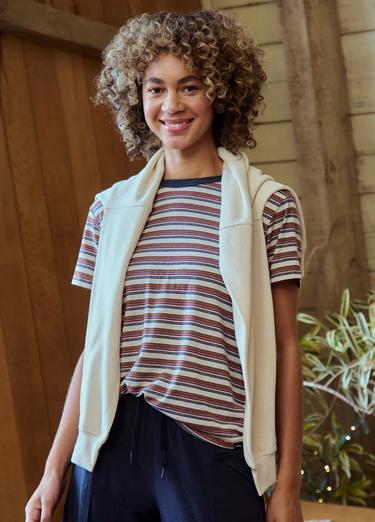 Cozy Up Short Sleeve Crew, Color: Stormy Night Stripe, image 6