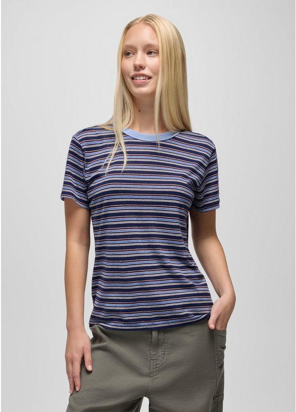 Cozy Up Short Sleeve Crew, Color: Capulet Blue Stripe, image 1