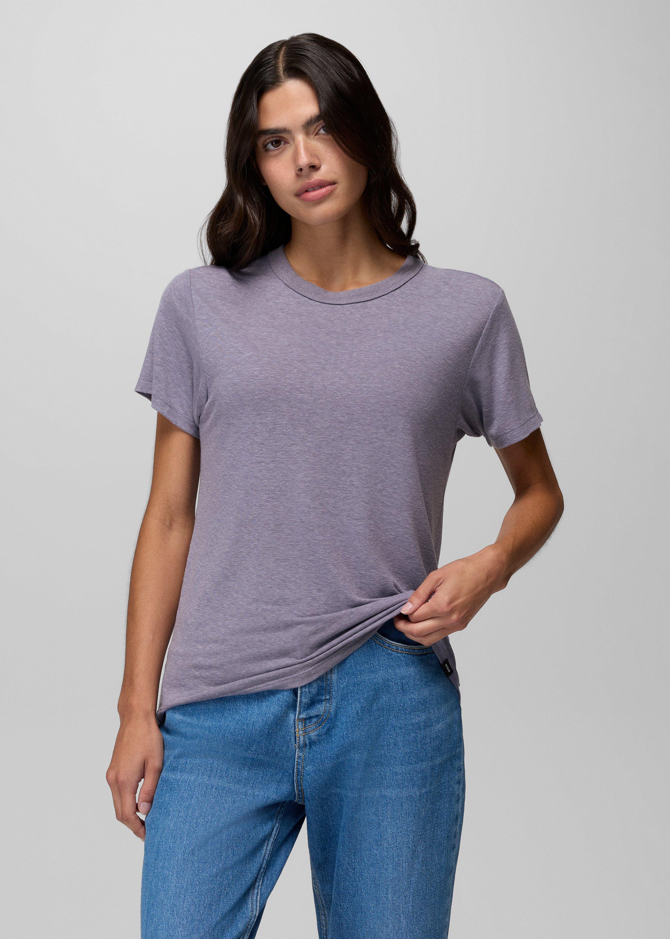Womens prAna Cozy Up Short Sleeve Crew - Taro