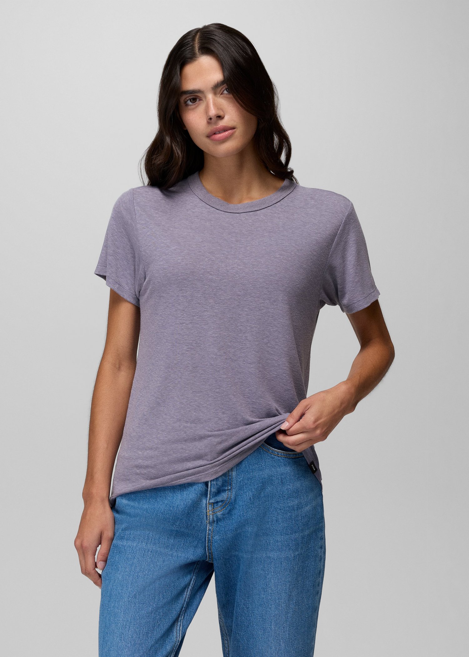 Womens prAna Cozy Up Short Sleeve Crew - Taro