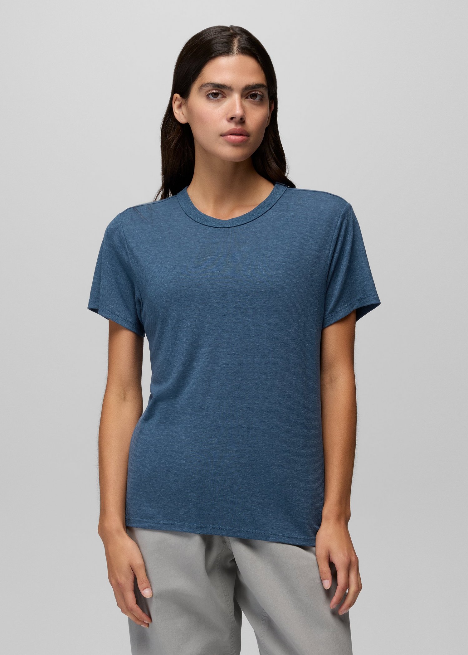 Womens prAna Cozy Up Short Sleeve Crew - Bluff Blue